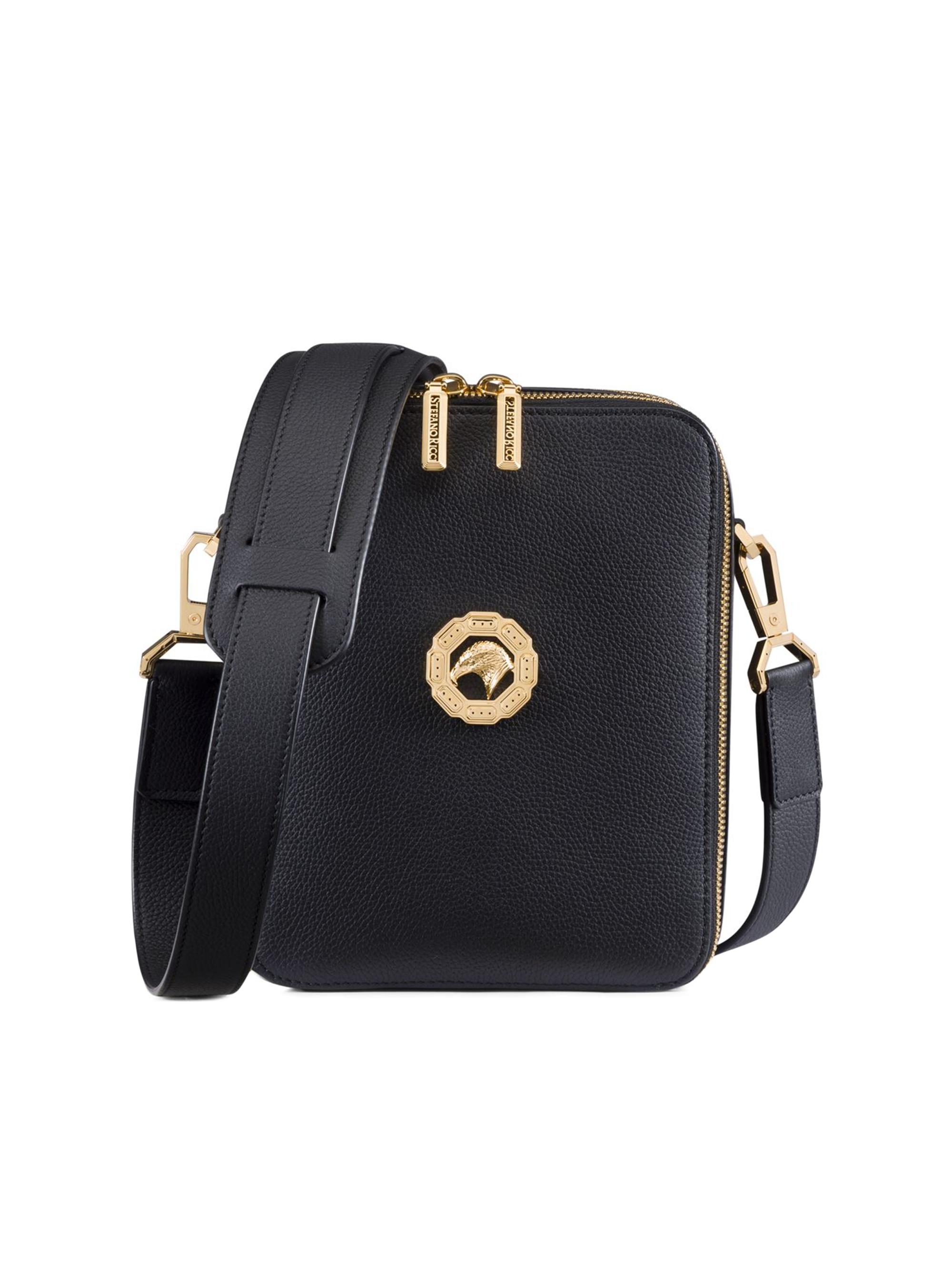 Stefano Ricci Men's Calfskin Leather Messenger Bag - Black