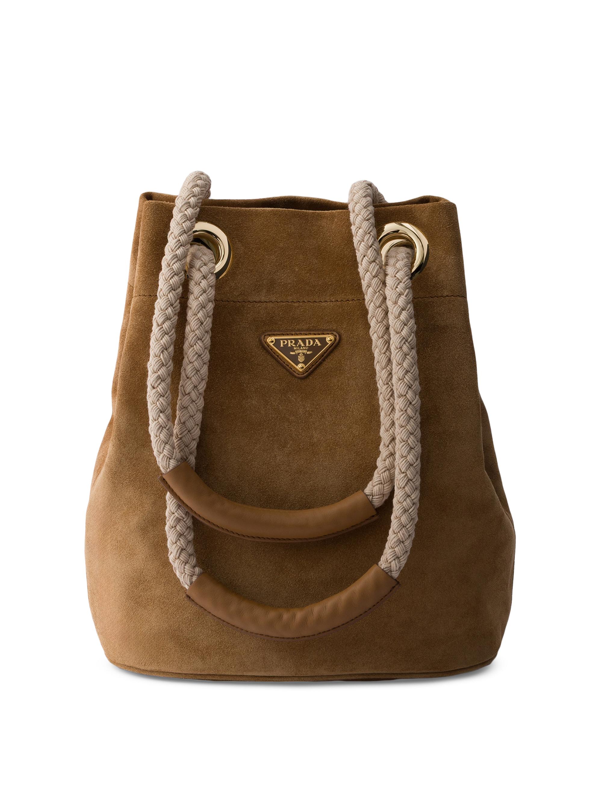 Prada Women's  Mariner Suede Bucket Bag - Brown