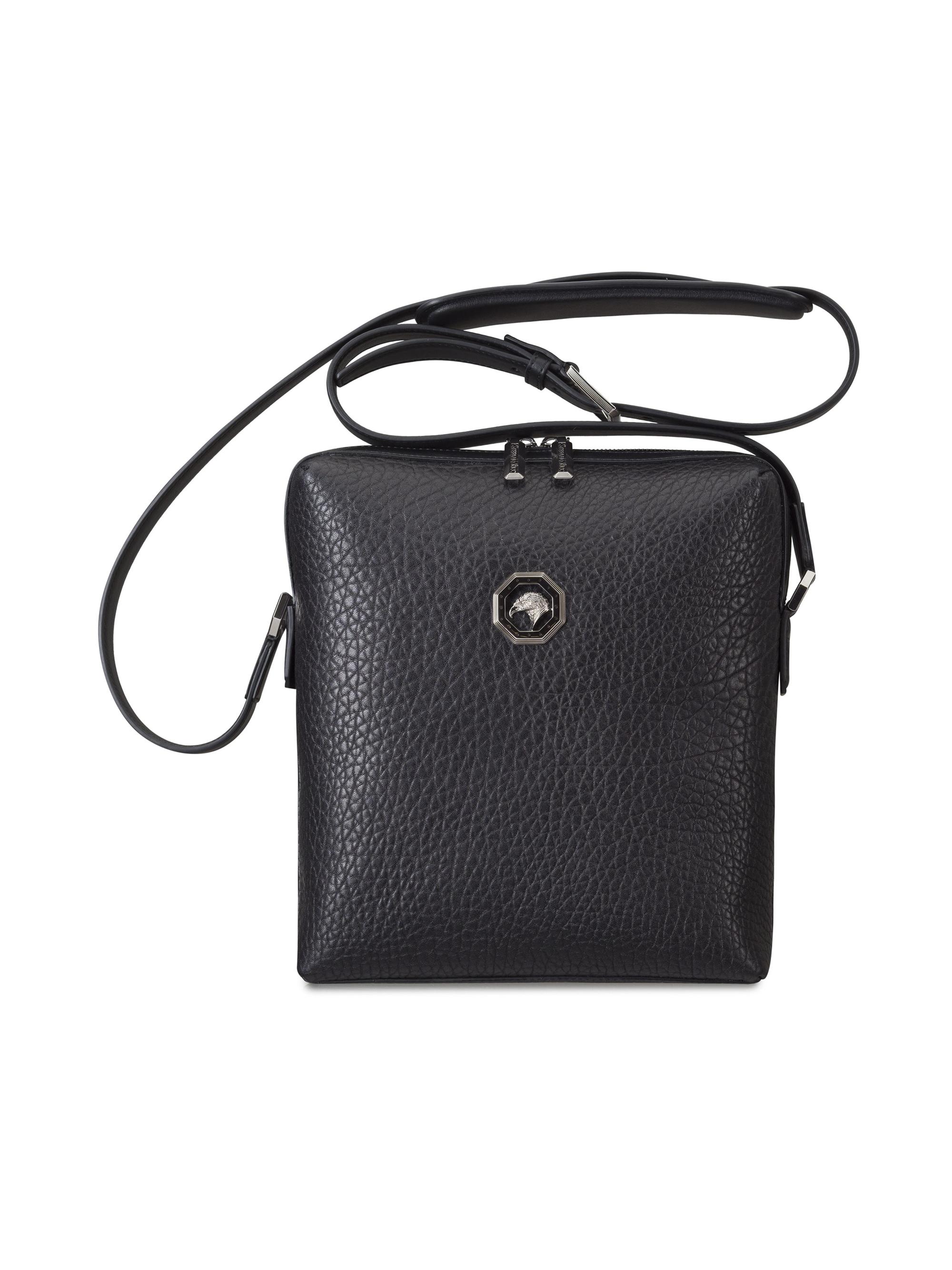 Stefano Ricci Men's Handmade Calfskin Leather Messenger Bag - Black