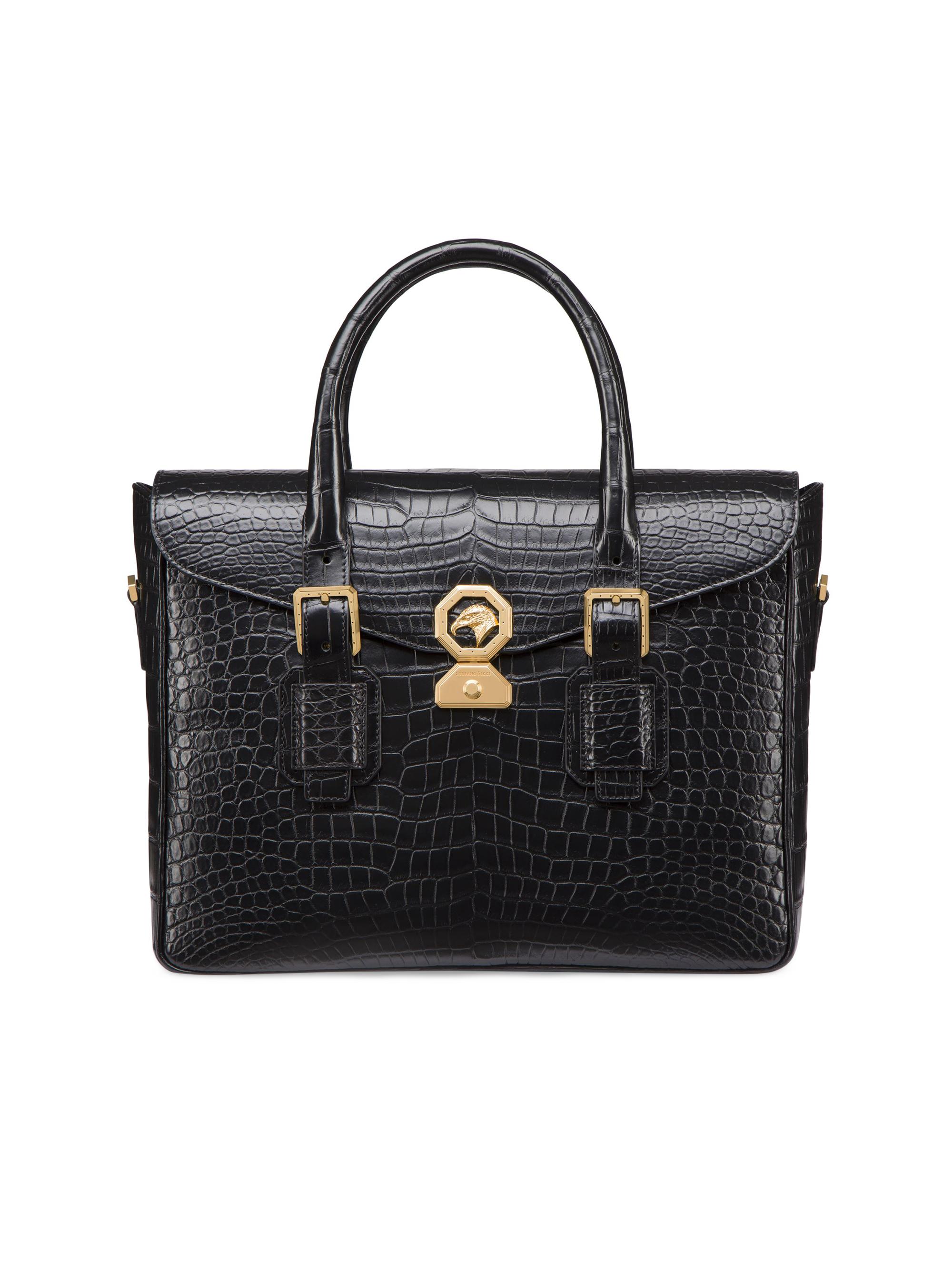 Stefano Ricci Men's Handmade Crocodile Briefcase - Black