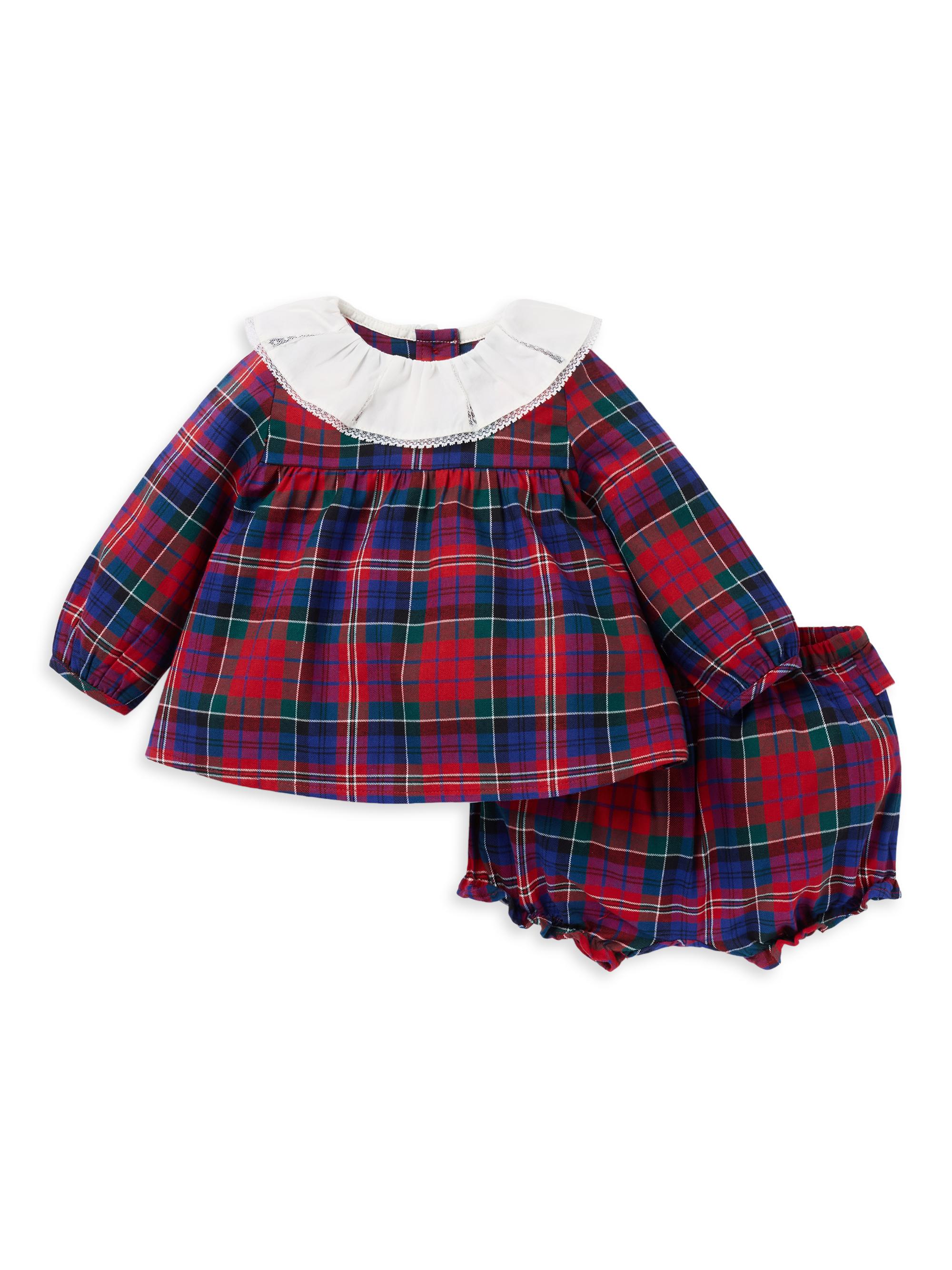 Janie and Jack Baby Girl's Plaid 2-Piece Ruffled Dress & Bloomers Set - Red 18 Months
