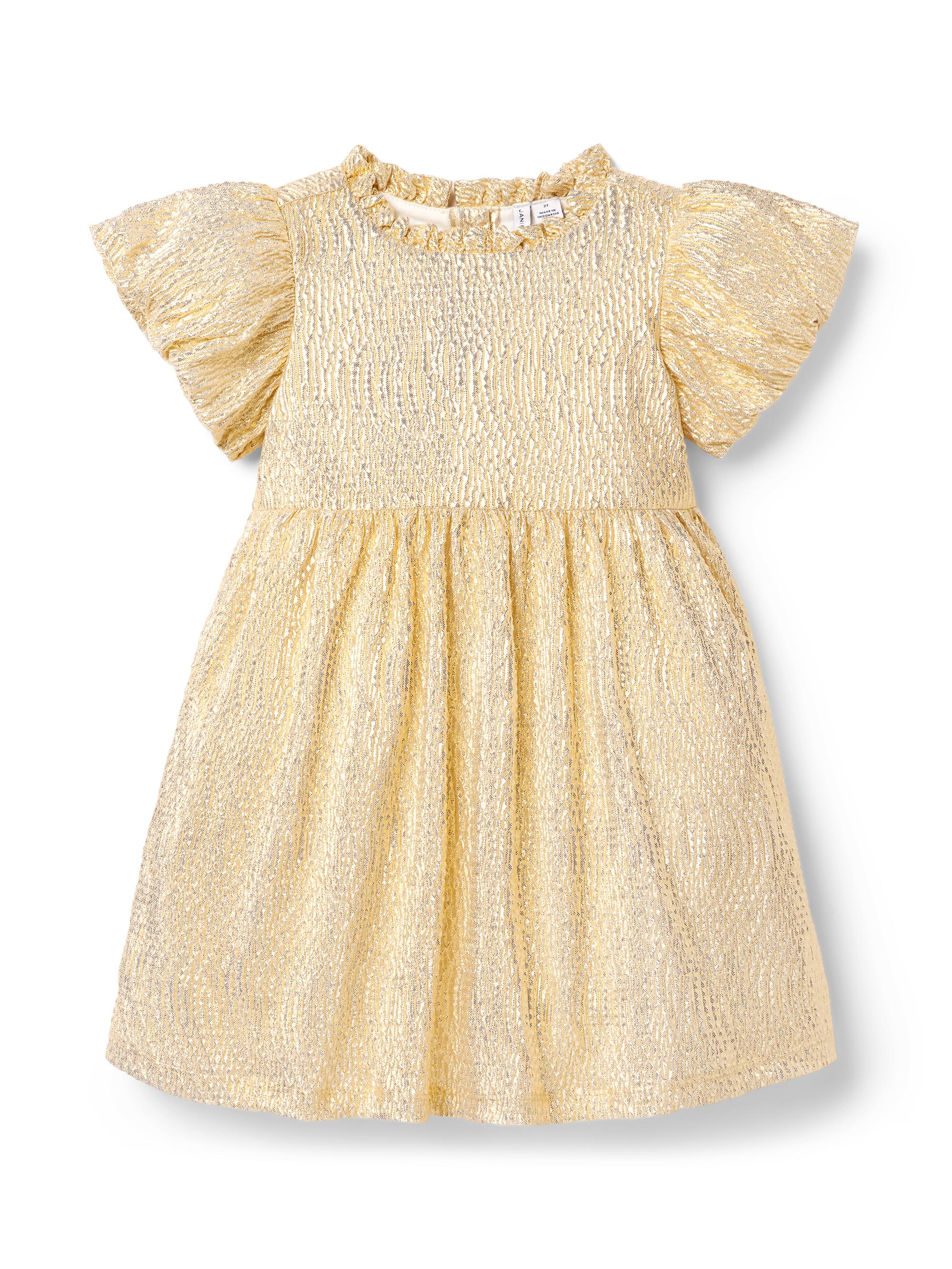Janie and Jack Baby Girl's, Little Girl's & Girl's The Golden Moment Puff-Sleeve Dress - Gold