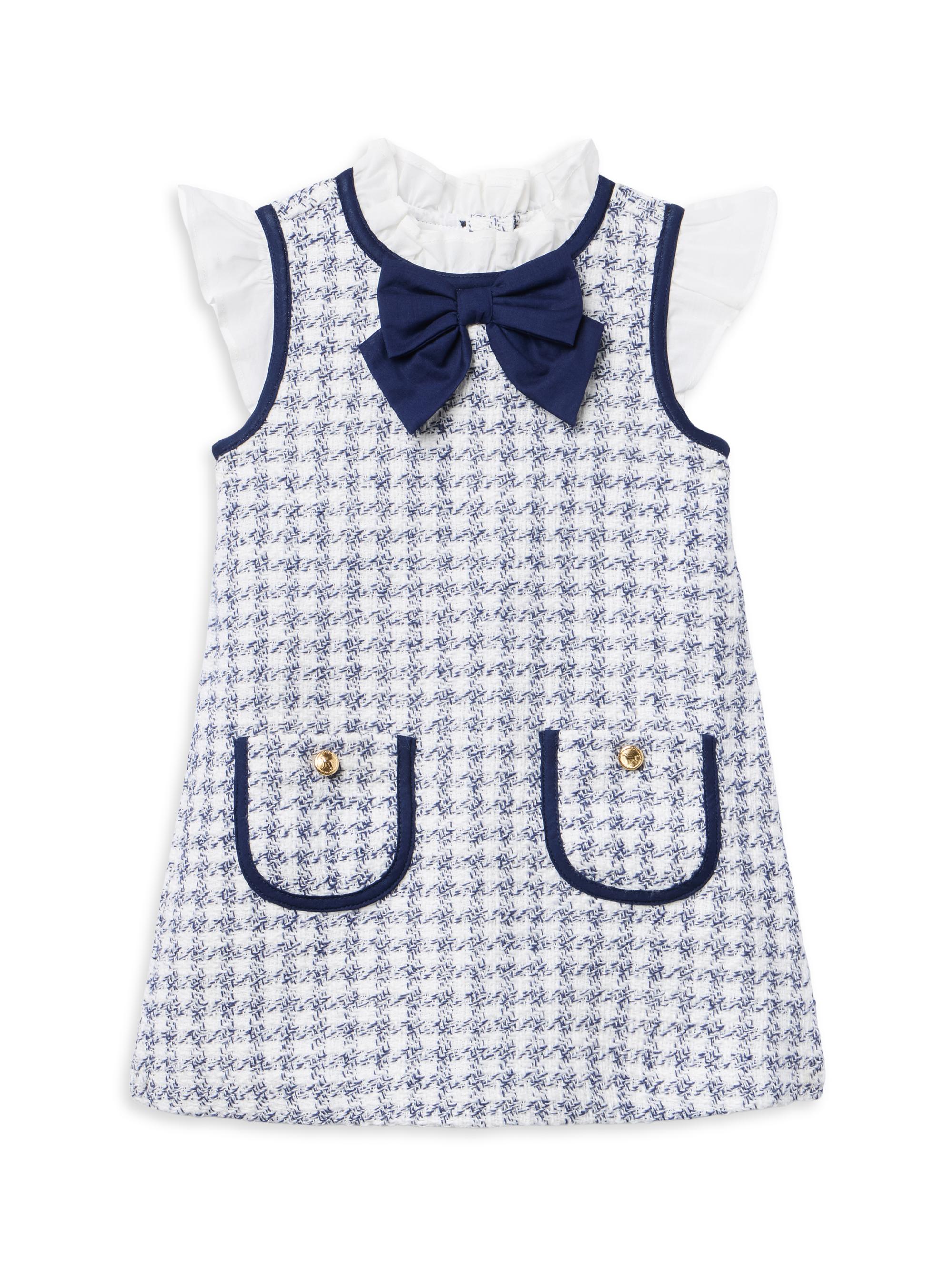 Janie and Jack Baby's, Little Girl's & Girl's The Tailored Houndstooth Tweed Dress - Blue