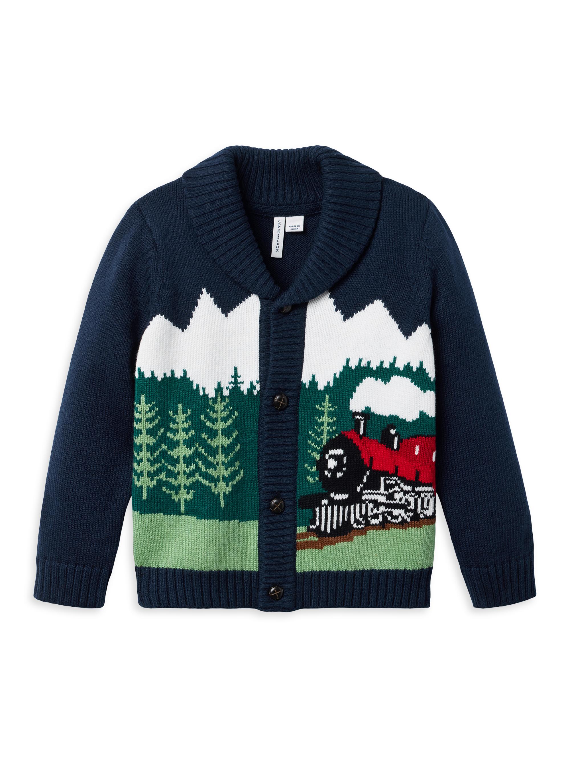 Janie and Jack Baby Boy's, Little Boy's & Boy's Intarsia Train Cardigan