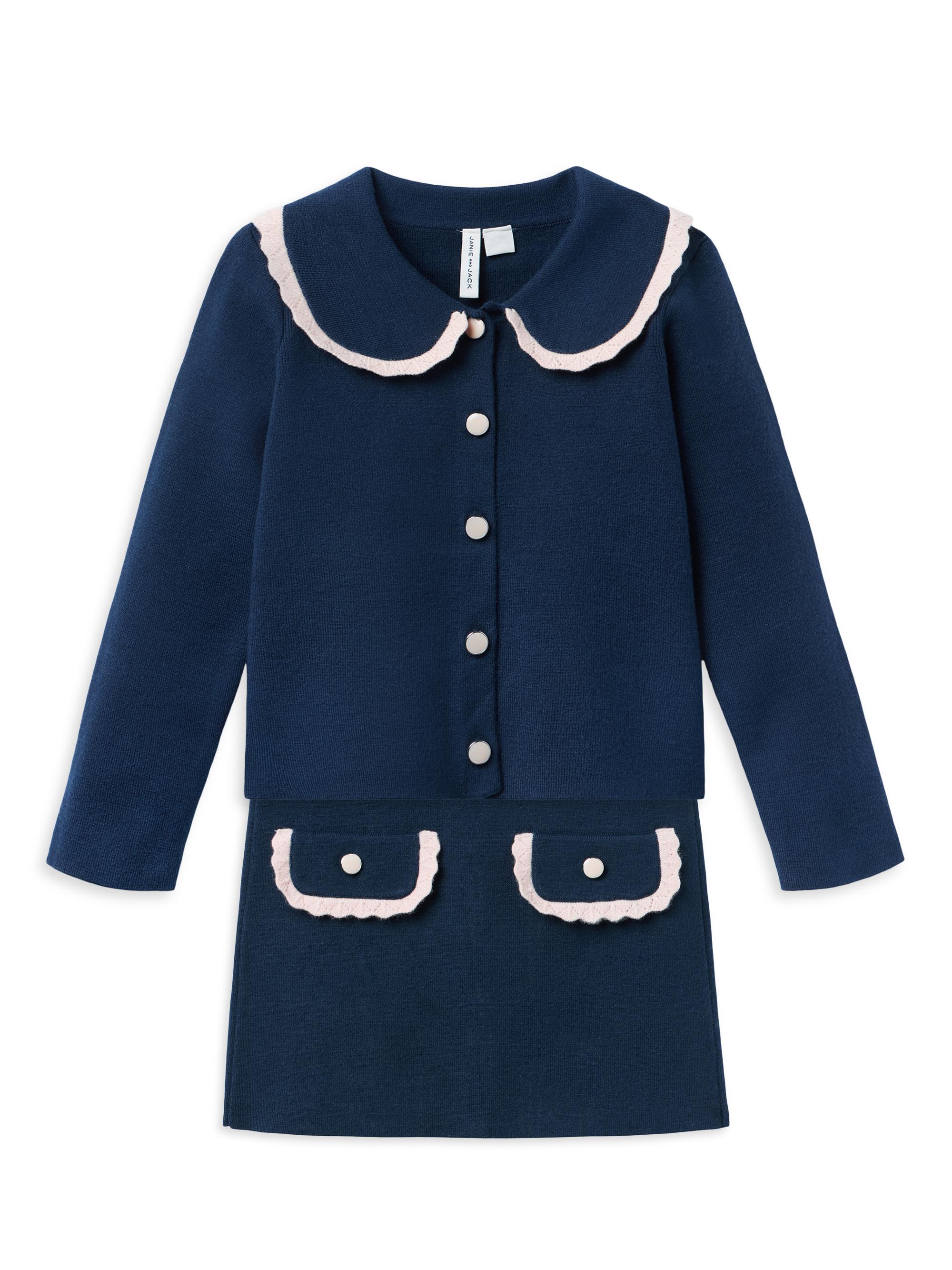 Janie and Jack Little Girl's & Girl's Crochet Sweater & Skirt Set - Blue