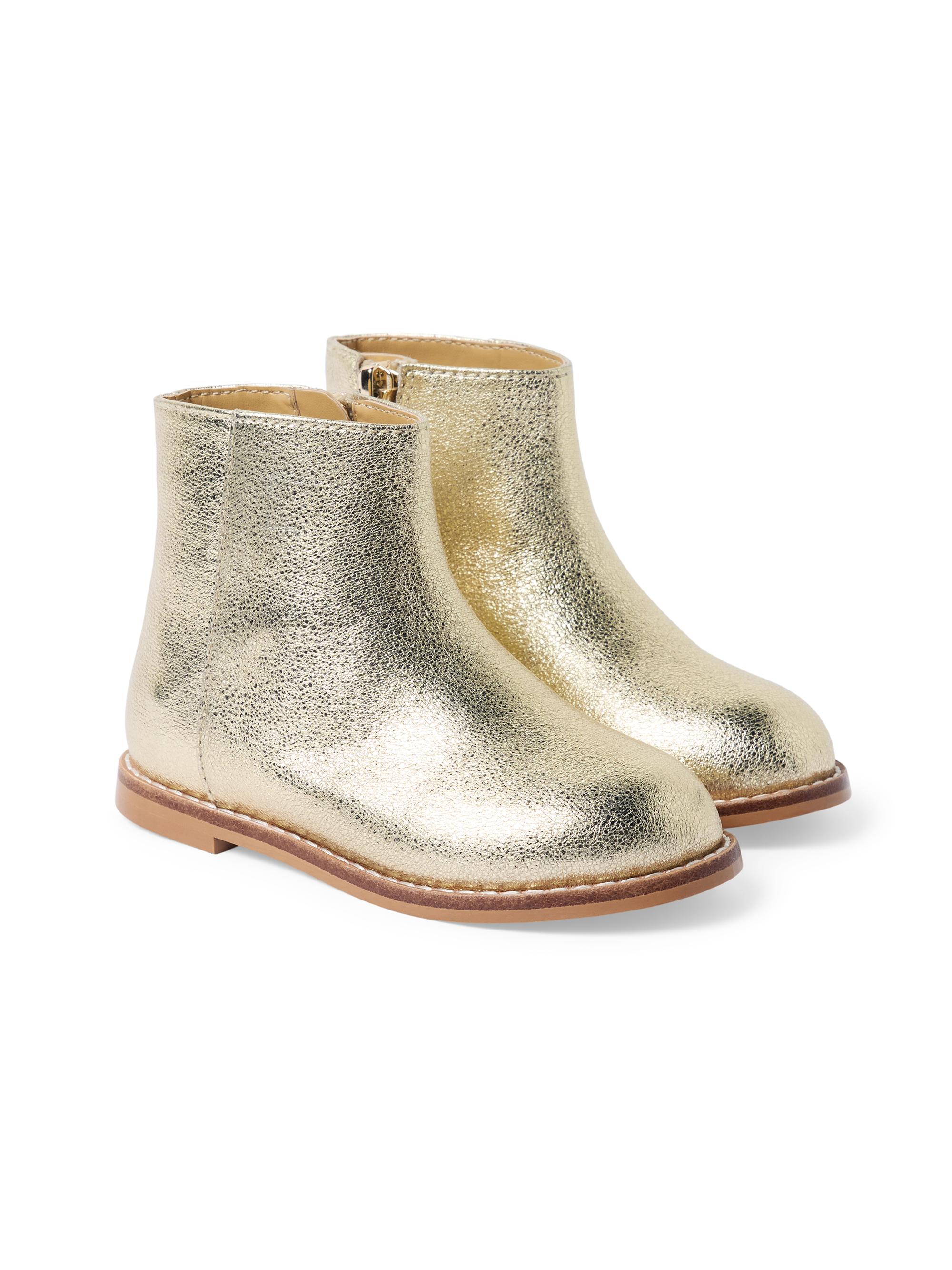 Janie and Jack Baby Girl's, Little Girl's & Girl's Metallic Faux-Leather Booties - Gold 5 (Child)