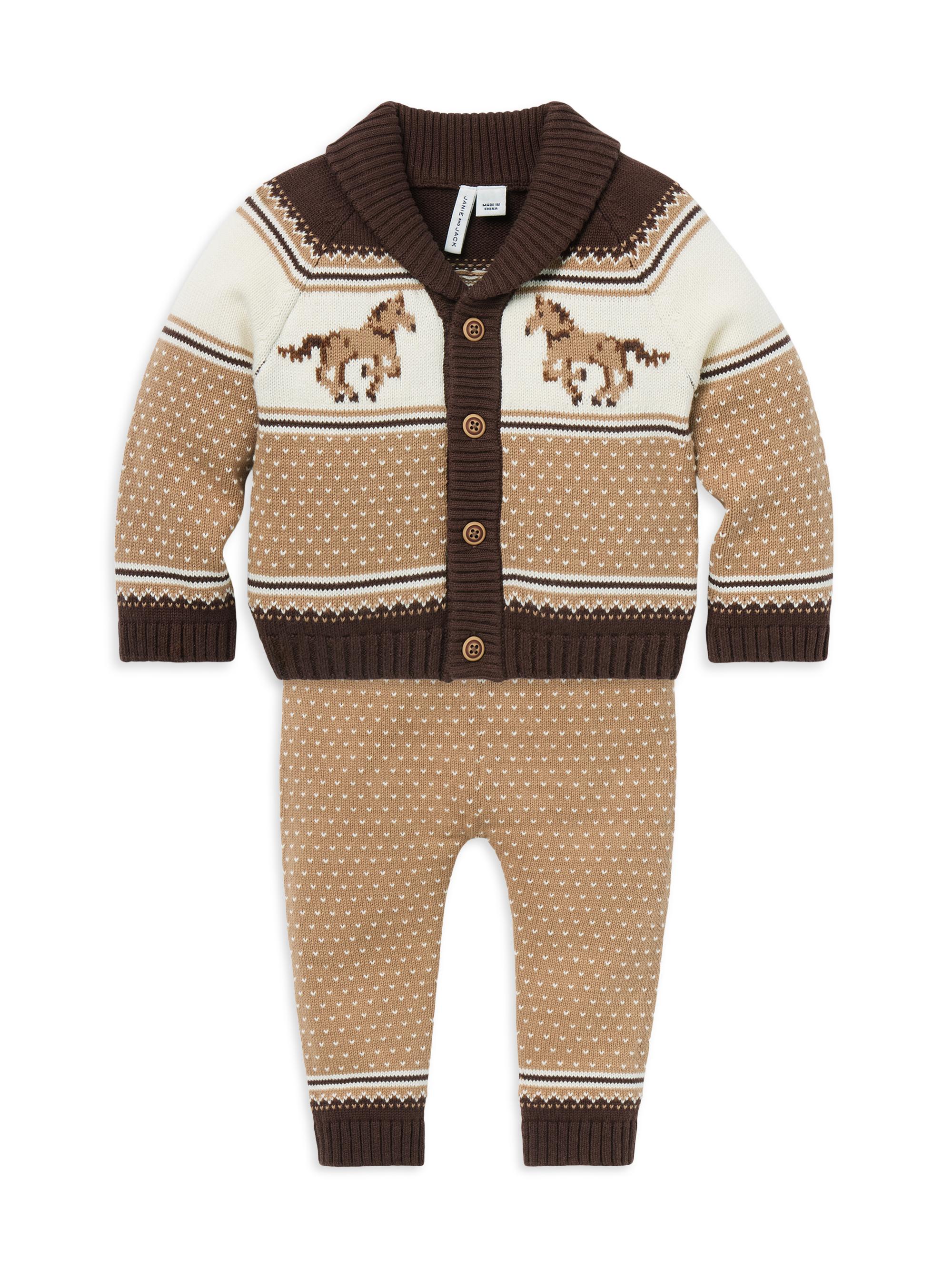Janie and Jack Baby Boy's Equestrian Sweater Set 12 Months