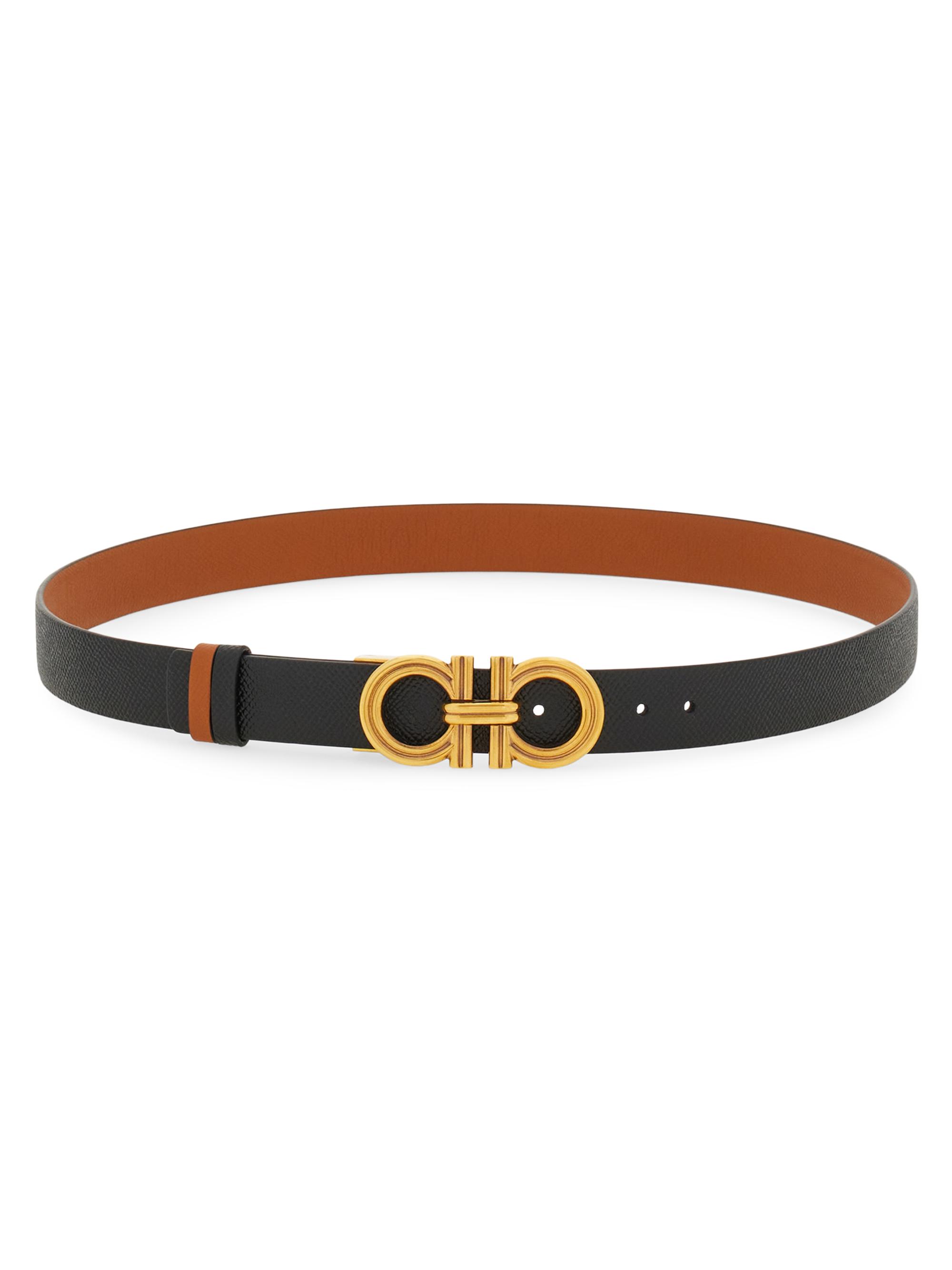 FERRAGAMO Donna Double Gancini Leopard Calf Hair Belt | Saks Fifth