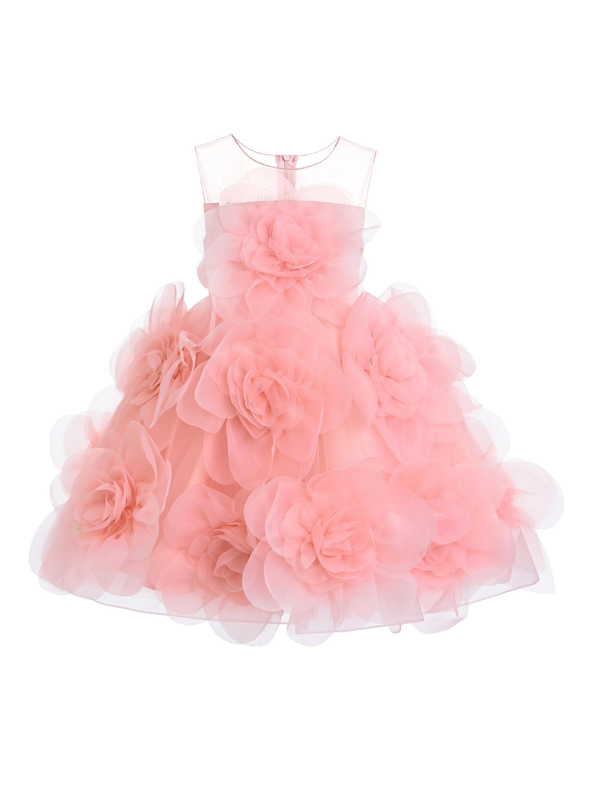 Tulleen Little Girl's Floral Blooming Flowers Dress - Pink