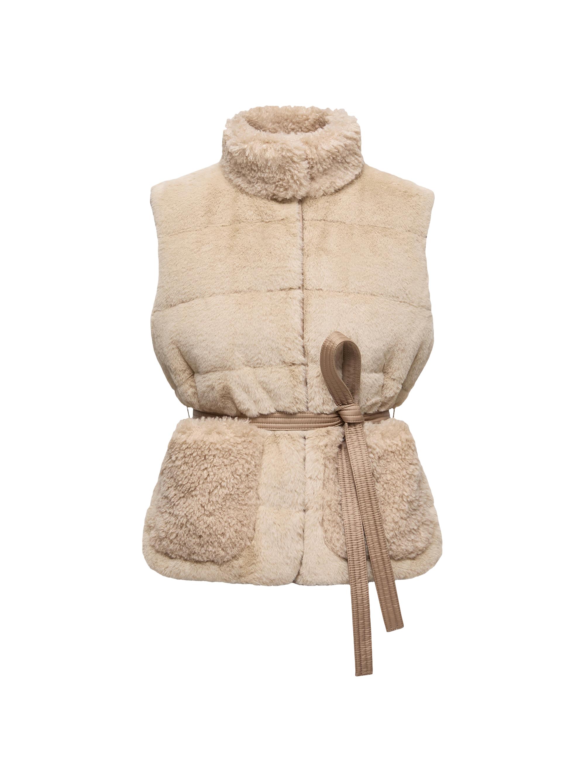 Moncler Women's Joui Puffer Vest in Faux Fur and Teddy - White