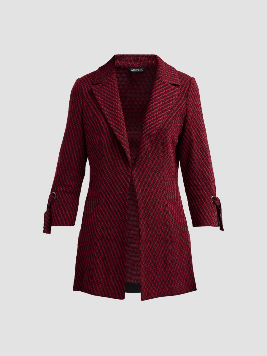 Misook Women's Knit Single-breasted Tie-cuff Jacket In Burgundy