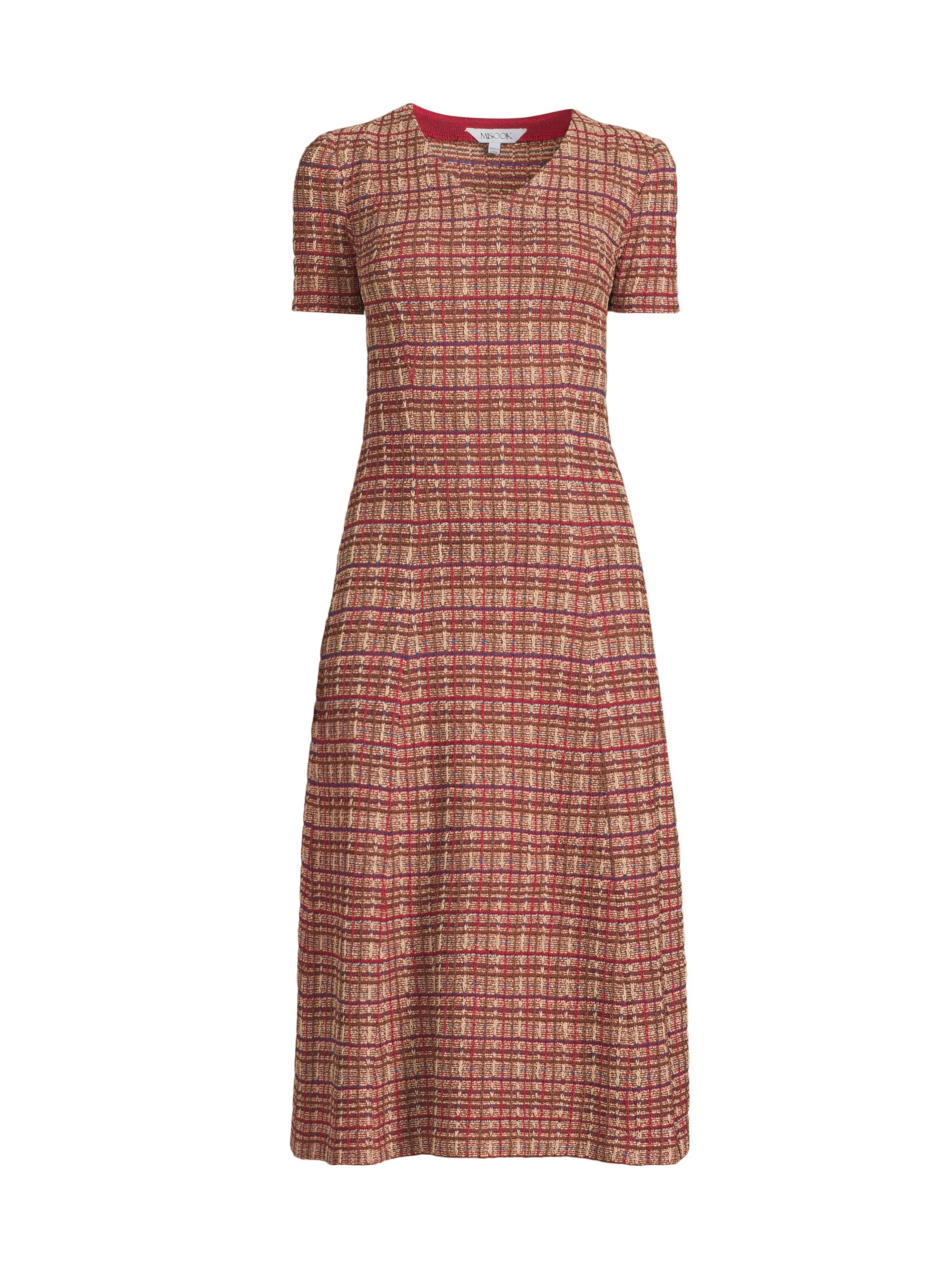 Misook Women's Plaid A-Line Midi-Dress - Scarlet Red