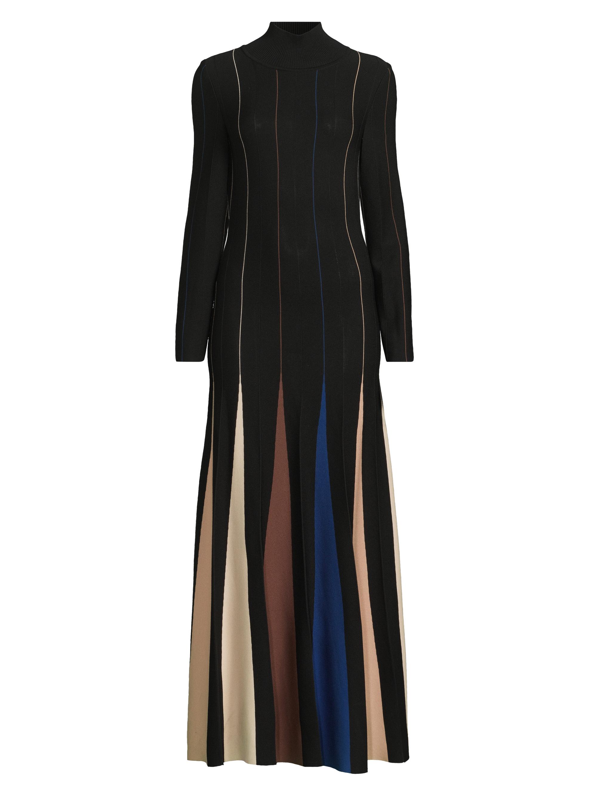 Misook Pleated Striped Cotton Modern-Fit Fit & Flare Midi-Dress