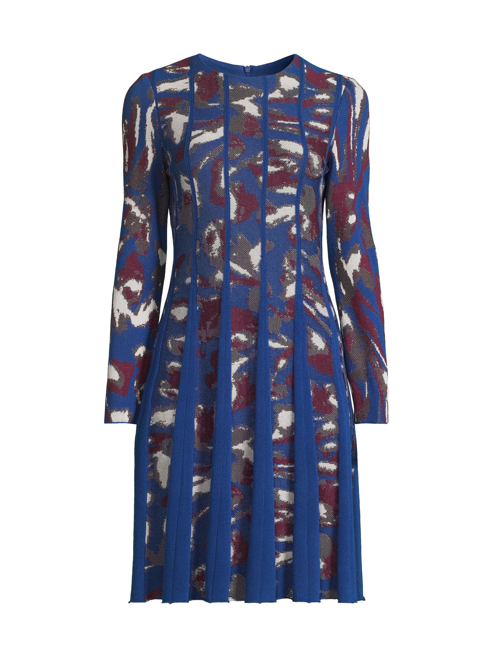 Misook Women's Abstract Print Knit A-Line Minidress - Lazuli Blue