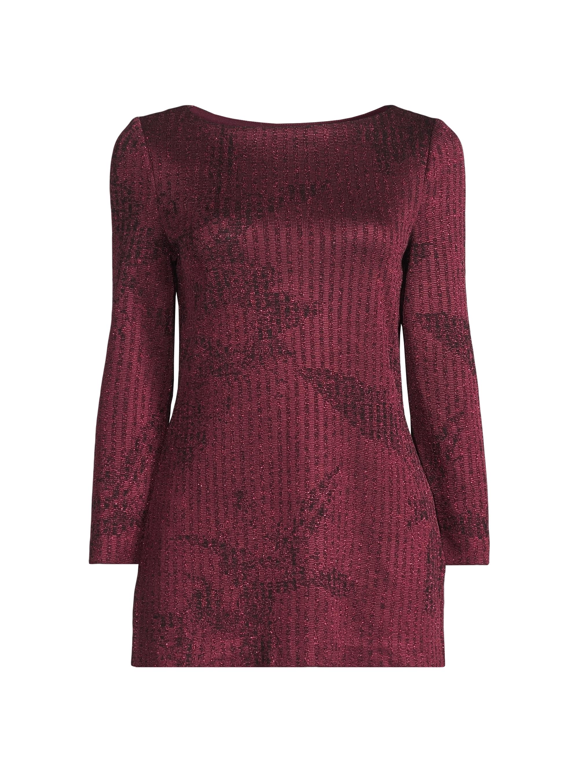 Misook Women's Tonal Pattern Shimmer Knit Top - Sangria