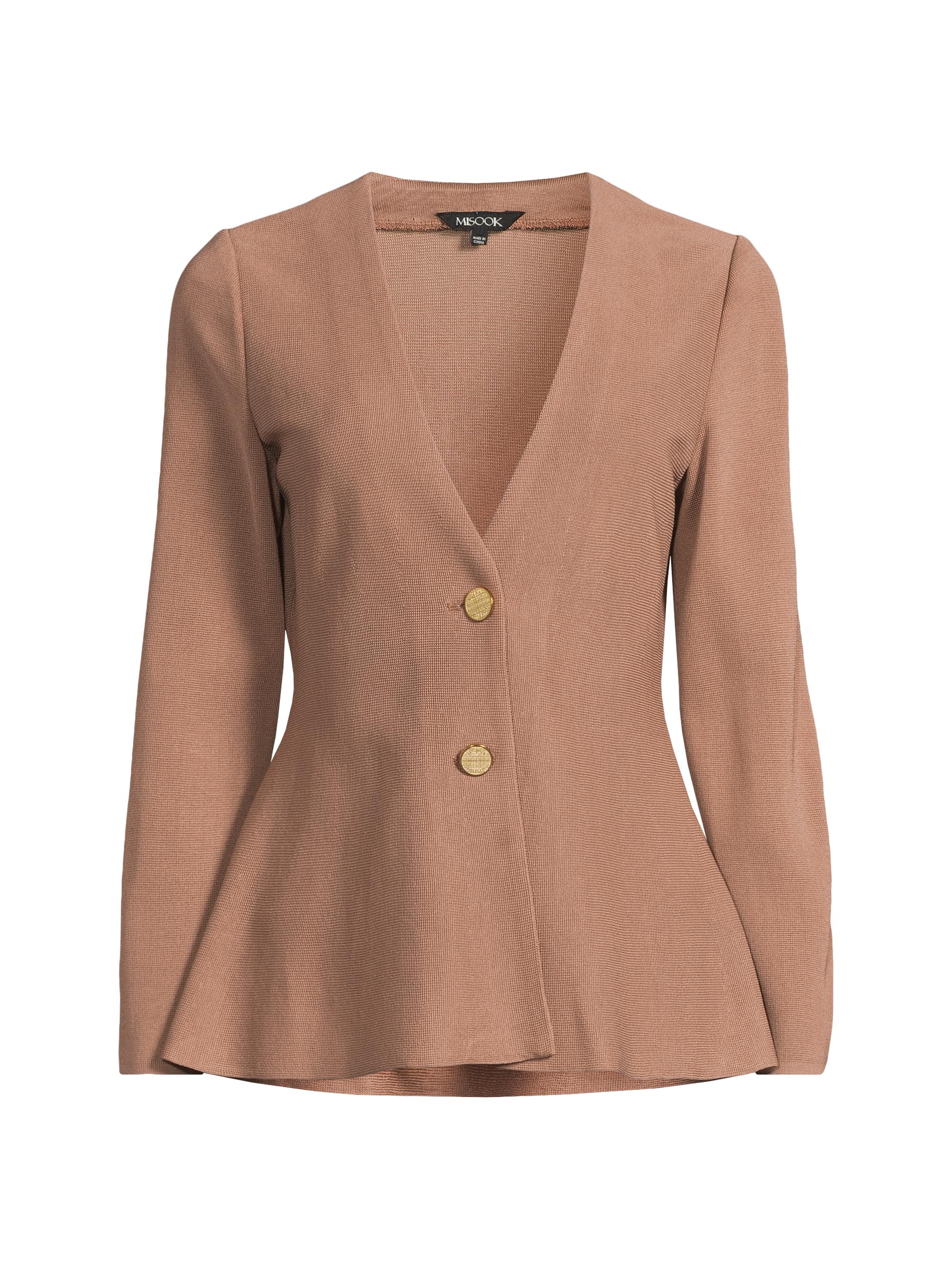 Misook Women's Tailored Fit & Flare Tonal Knit Jacket - Charmeuse
