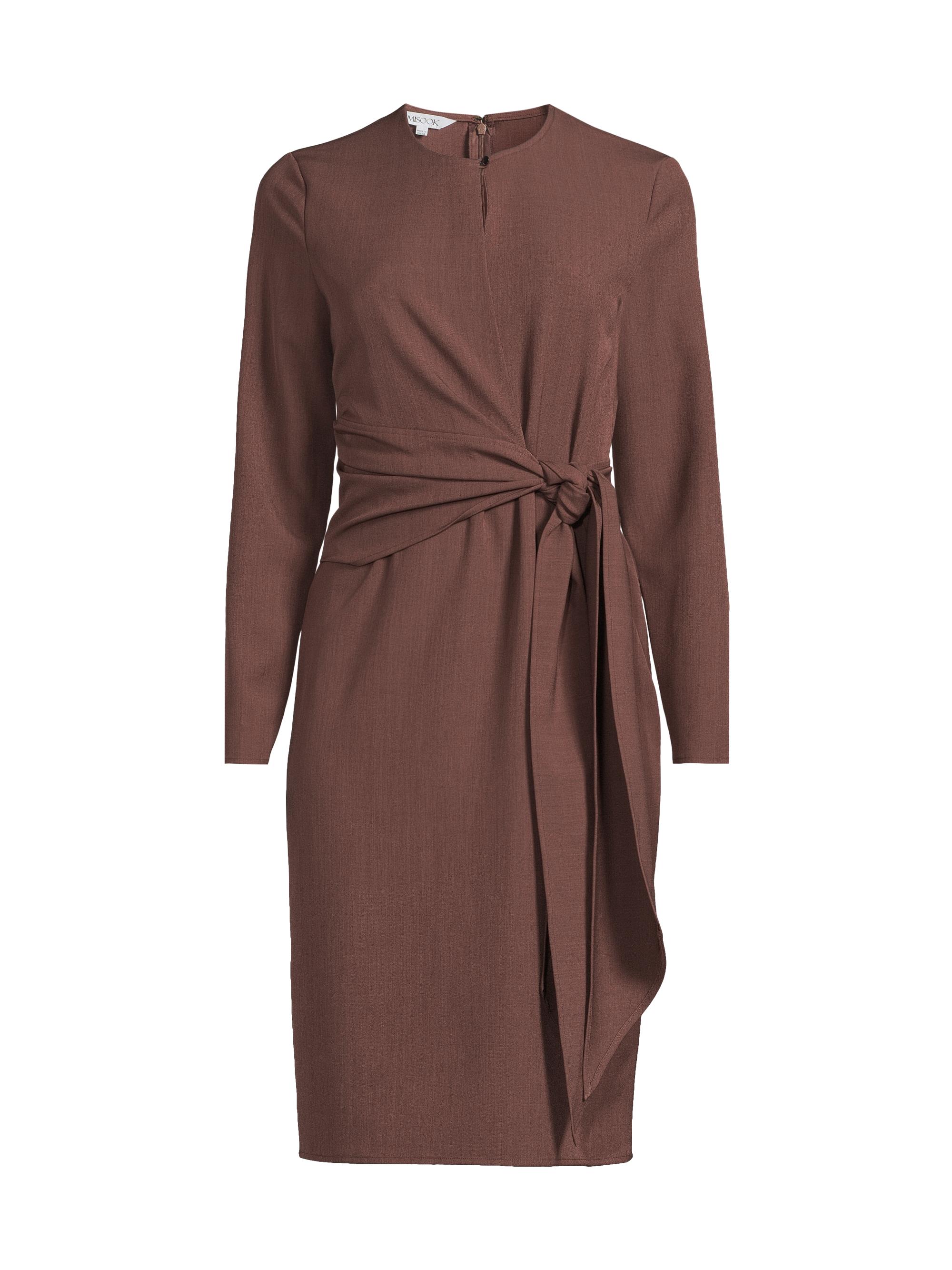 Misook Women's Tie-Waist Stretch Sheath Dress - Truffle