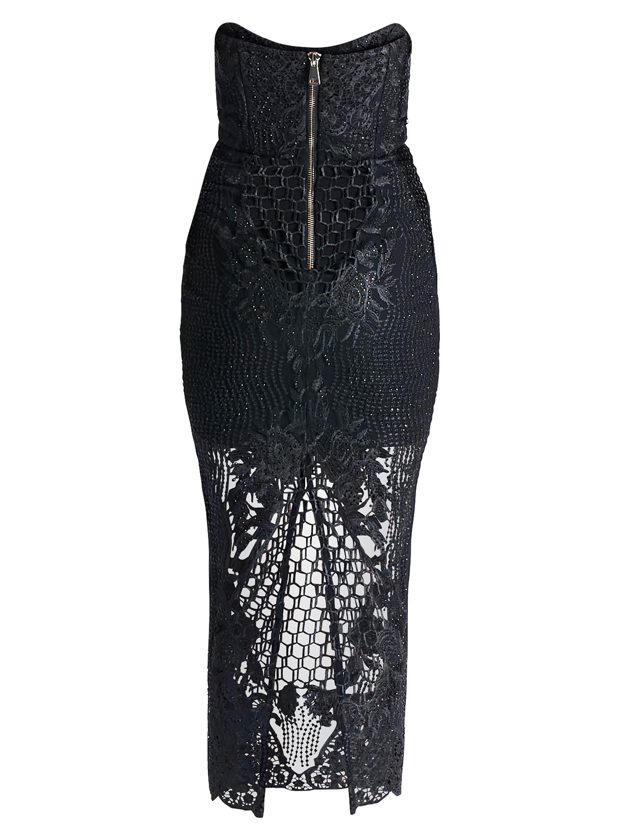 Imprint Lace Strapless Midi-Dress