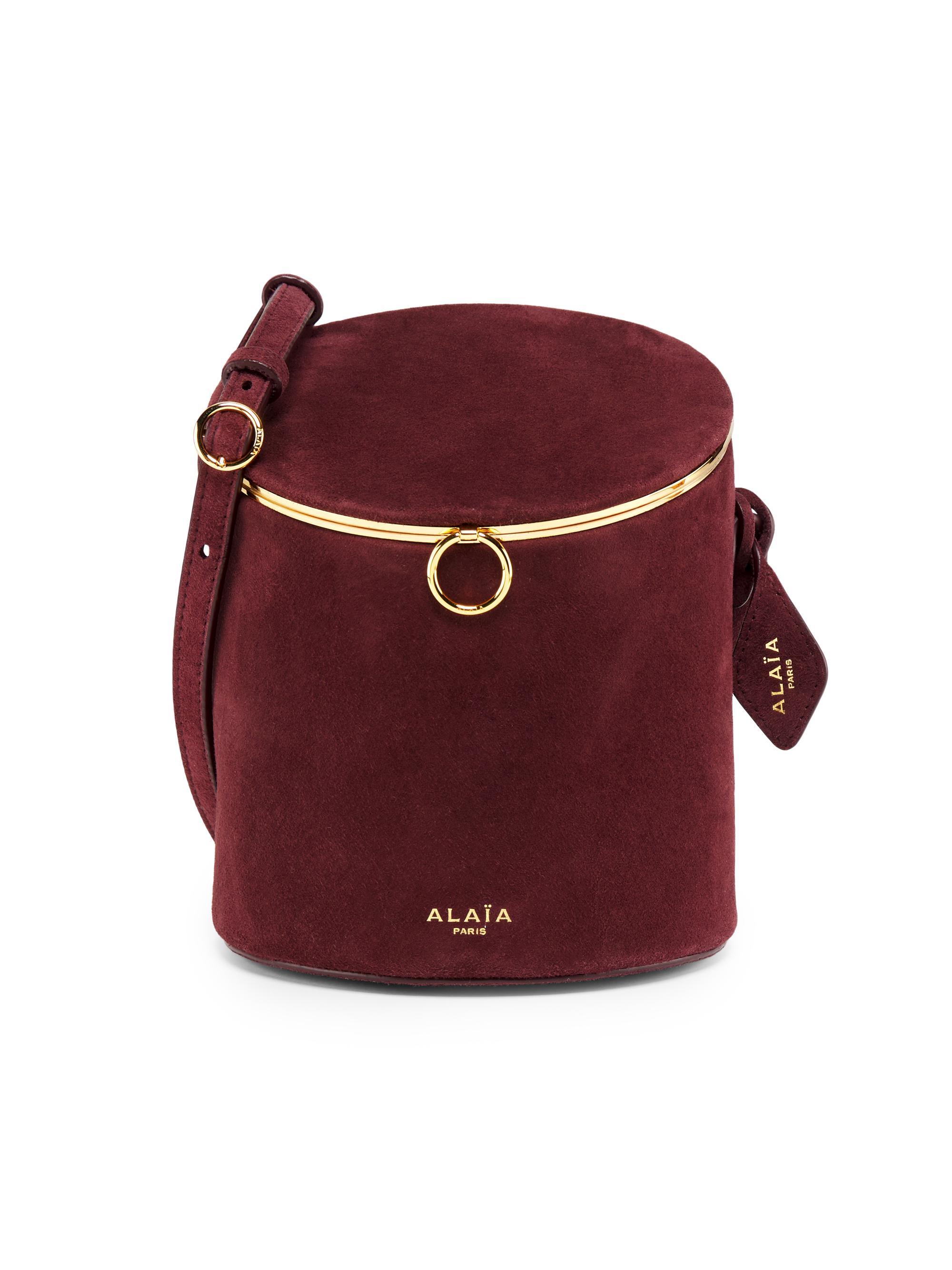 Alaïa Women's  Suede Hinge Crossbody Bag - Rouge Grenat
