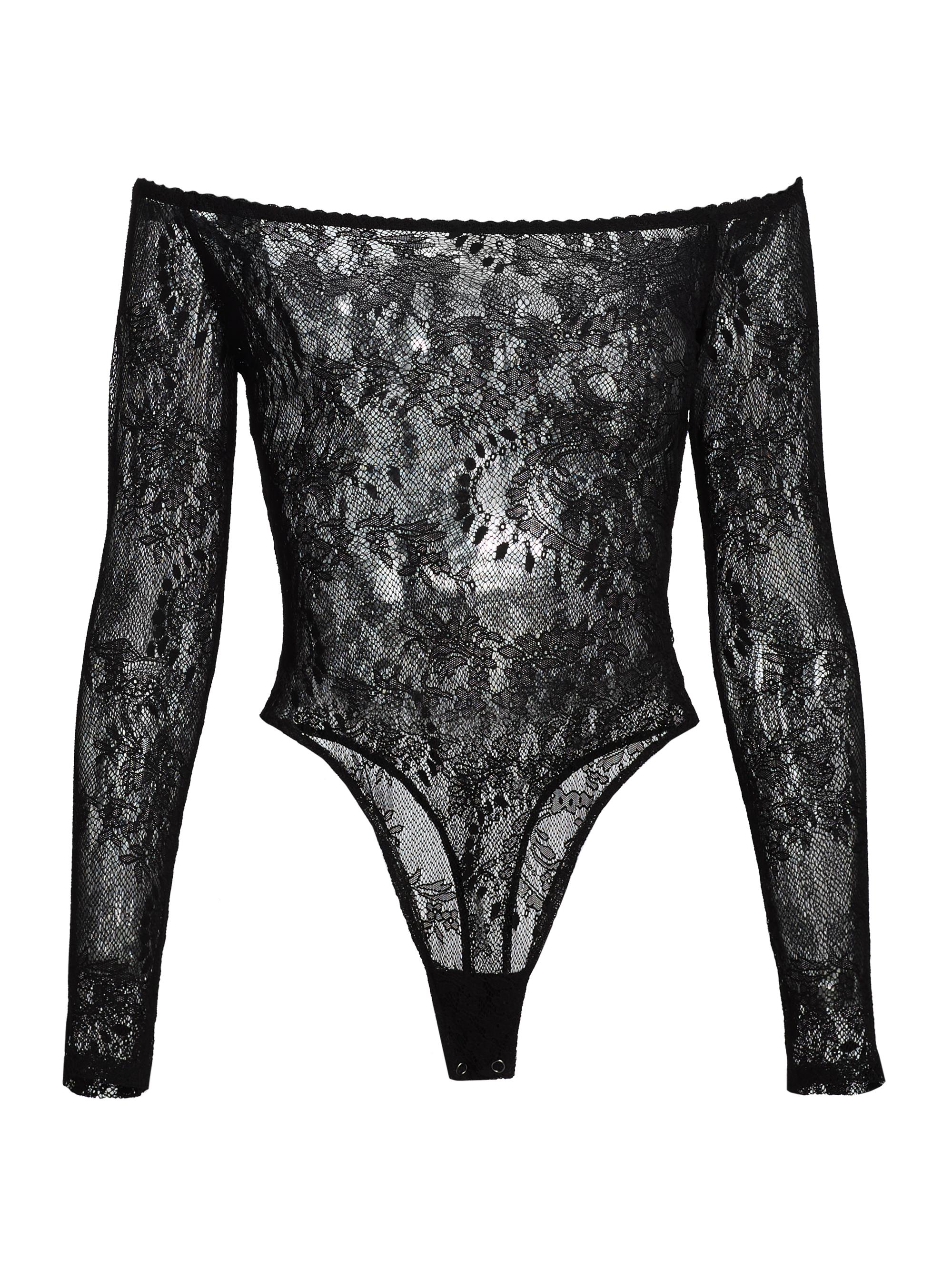 L'AGENCE Women's Peonie Lace Off-The-Shoulder Bodysuit - Black