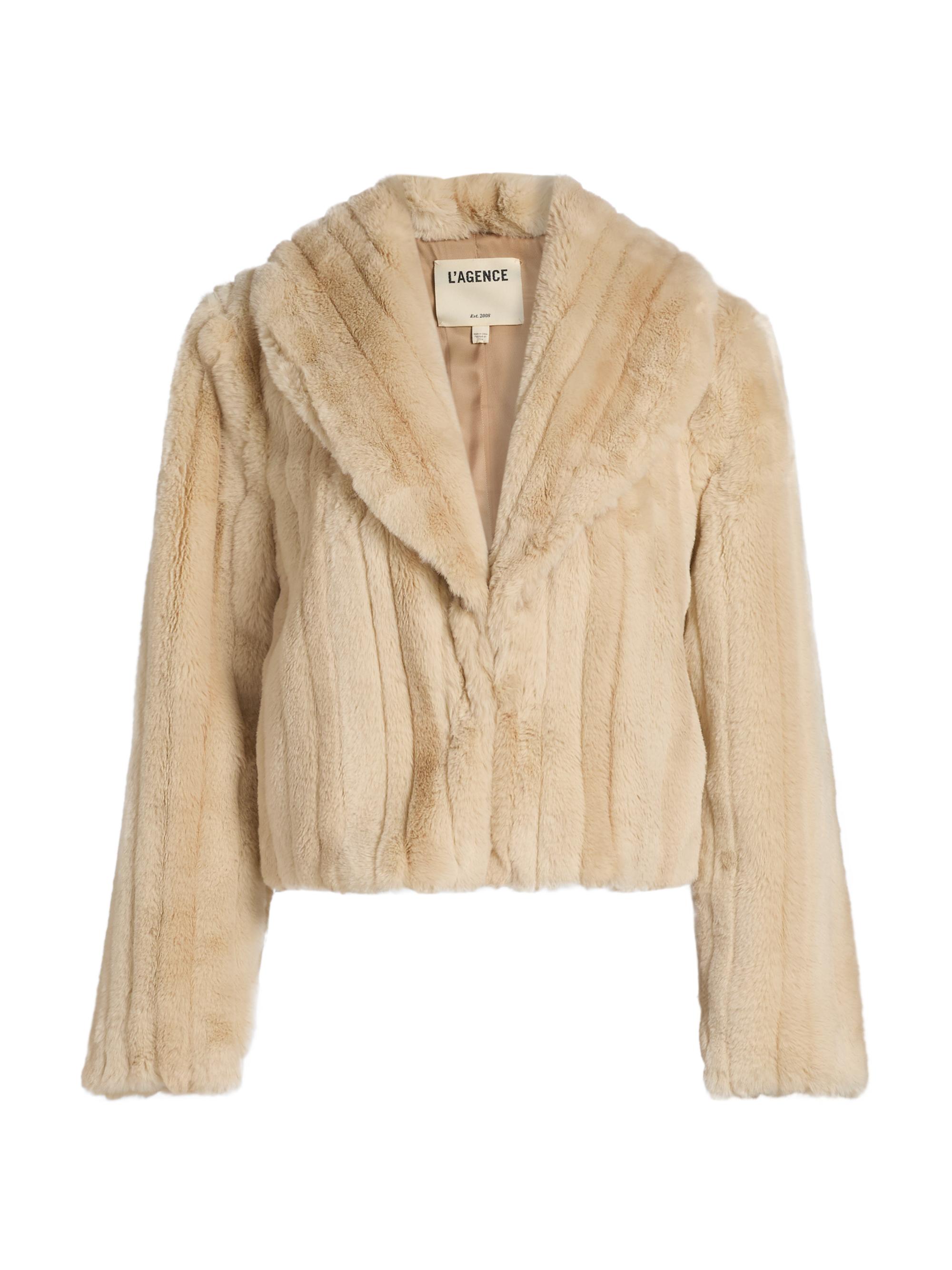 L'AGENCE Davy Faux fur Cropped Jacket | Saks Fifth Avenue
