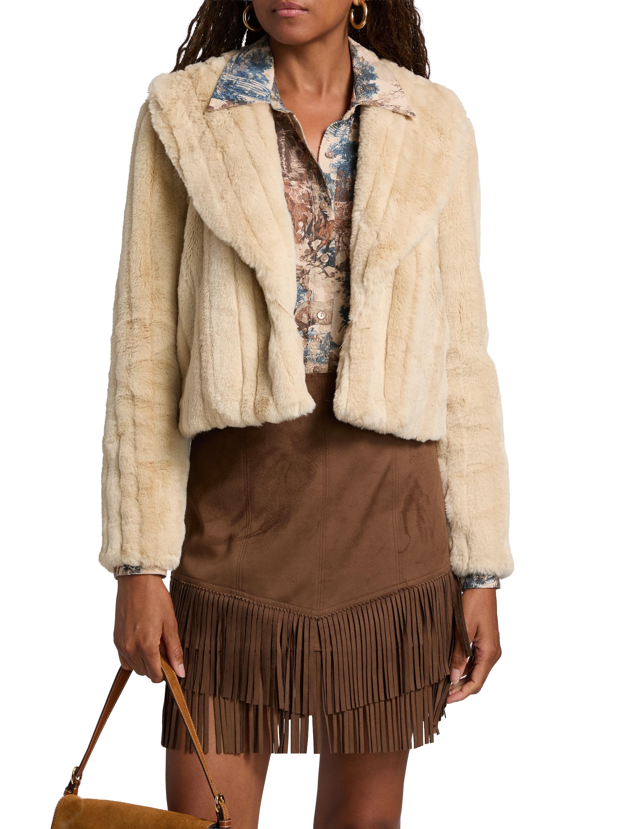 L'AGENCE Davy Faux fur Cropped Jacket | Saks Fifth Avenue