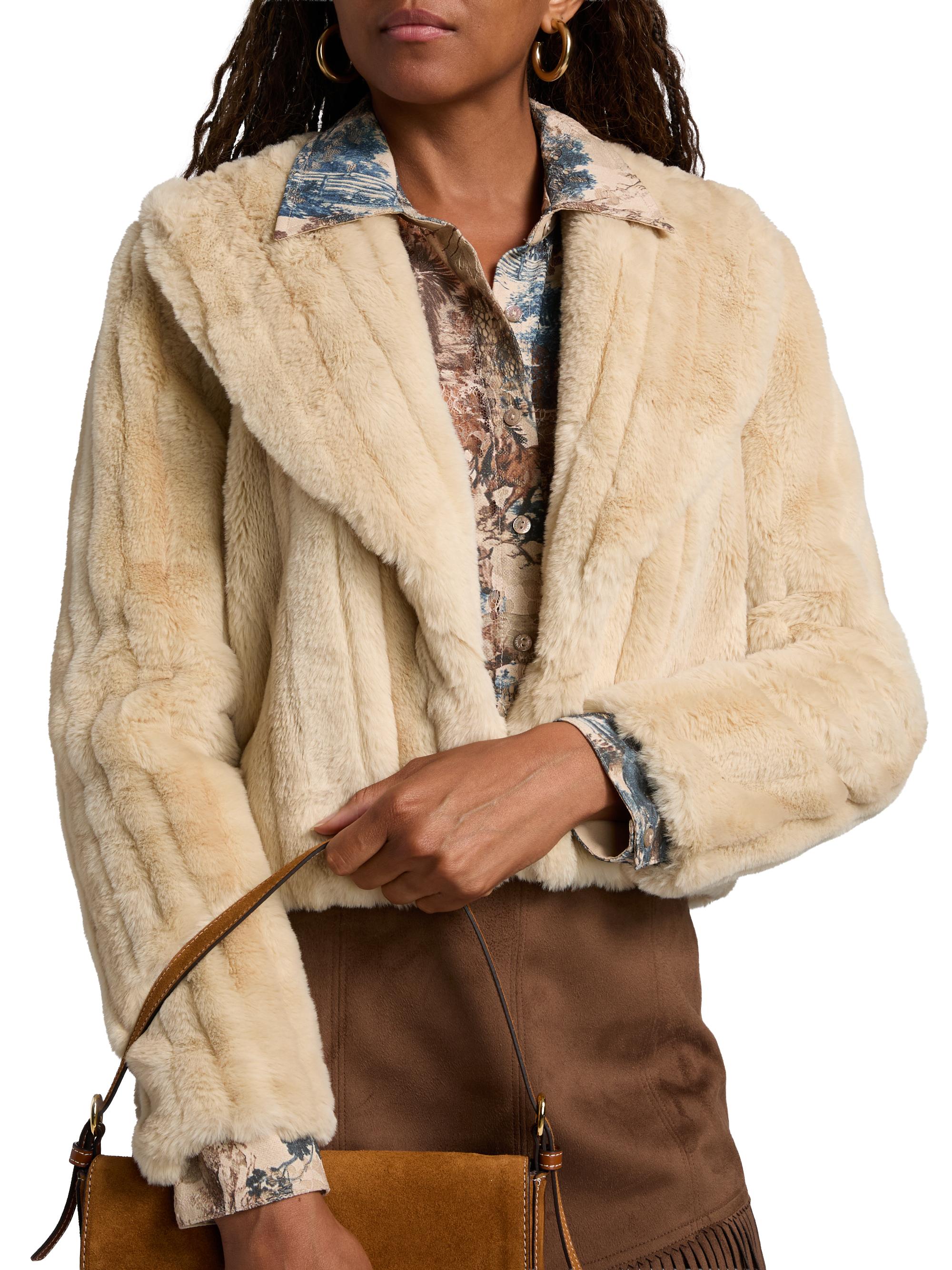 L'AGENCE Davy Faux fur Cropped Jacket | Saks Fifth Avenue