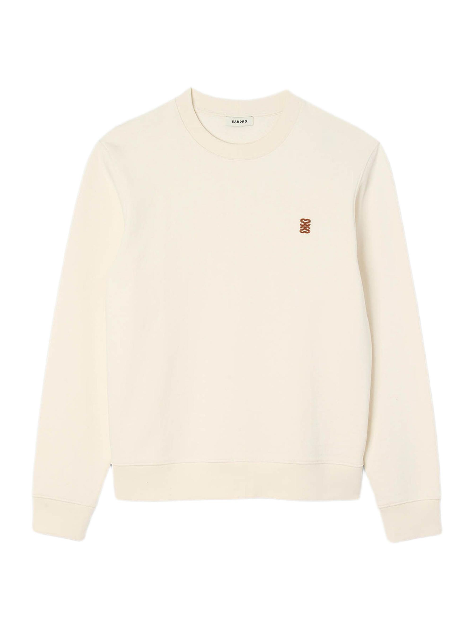 Sandro Men's Oversized Sweatshirt with Leather Patch - Butter Cream