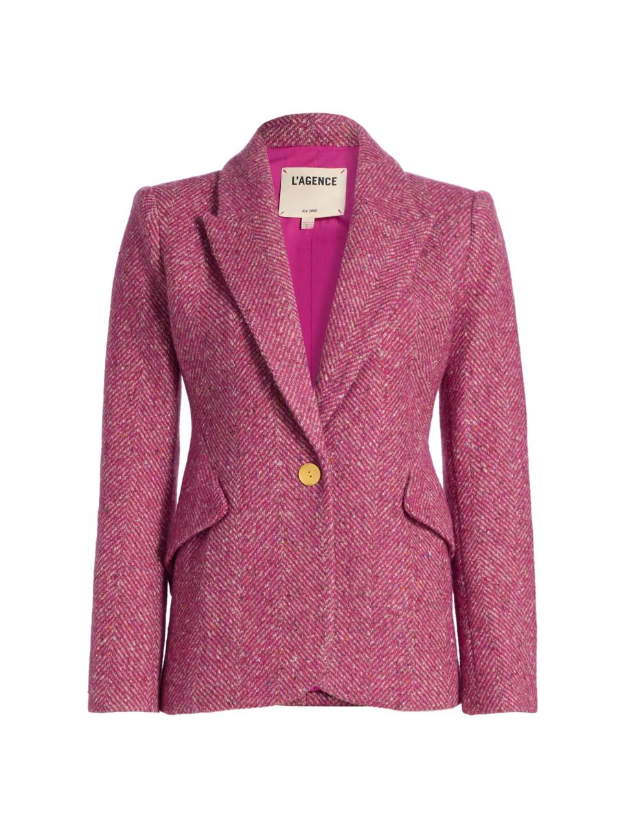ジャケット・アウター L'AGENCE Multi tweed Blazer in Red/Pink L'AGENCE Angelina Tweed Jacket | Saks Fifth Avenue