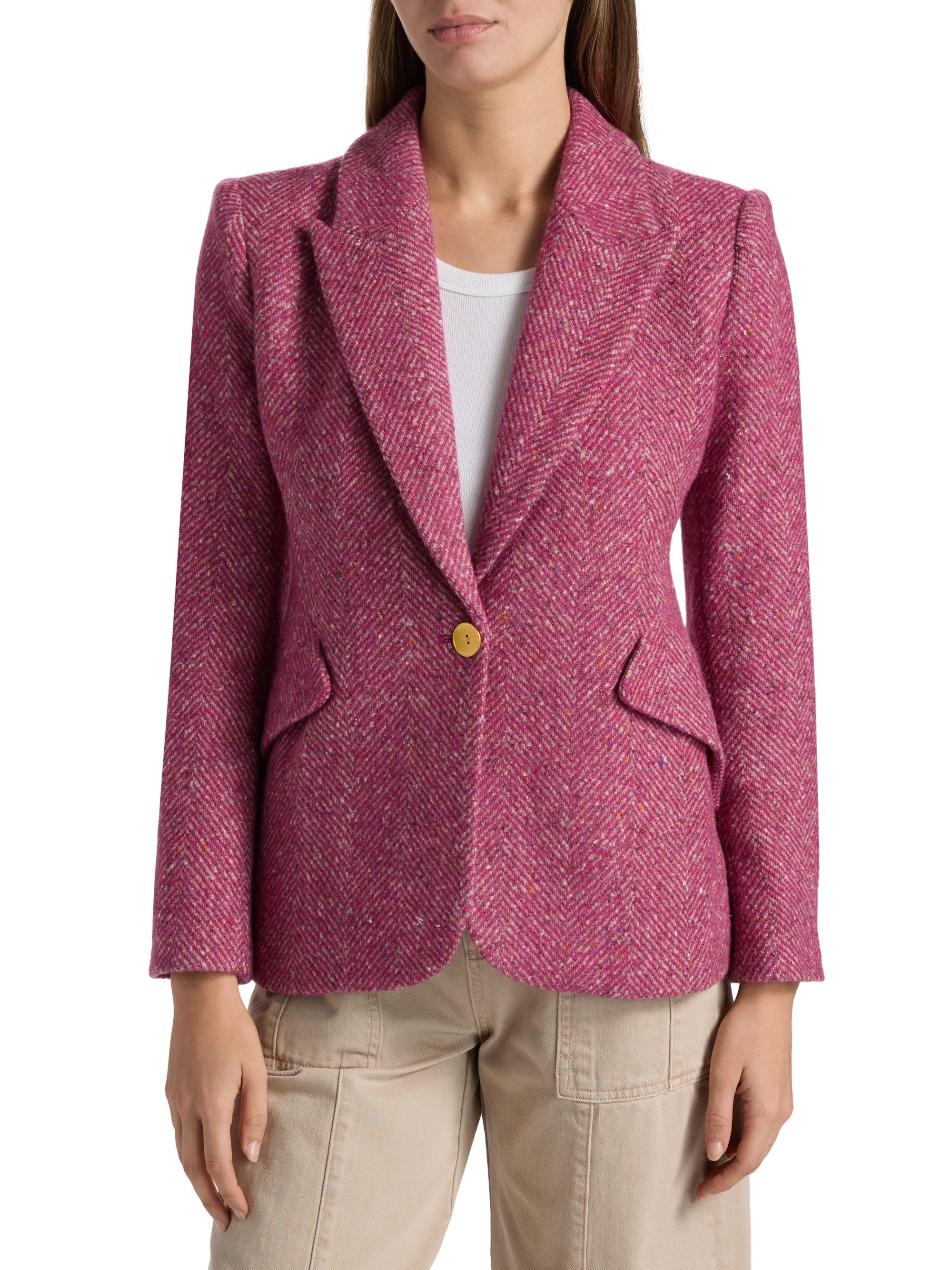 L'AGENCE Chamberlain Herringbone Wool-Blend Single-Breasted Blazer