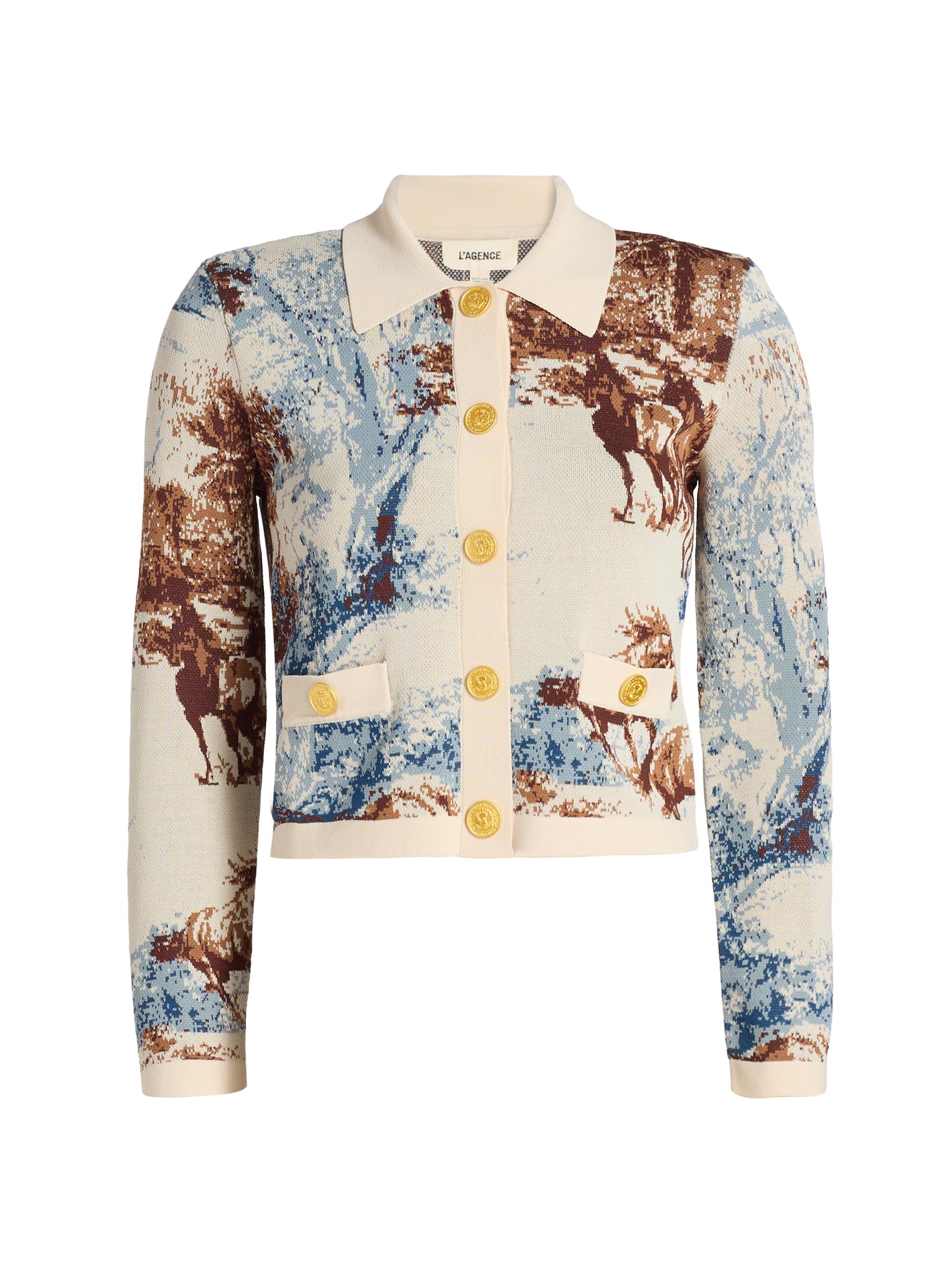 L'AGENCE Osiris Jacquard Collard Cardigan | Saks Fifth Avenue