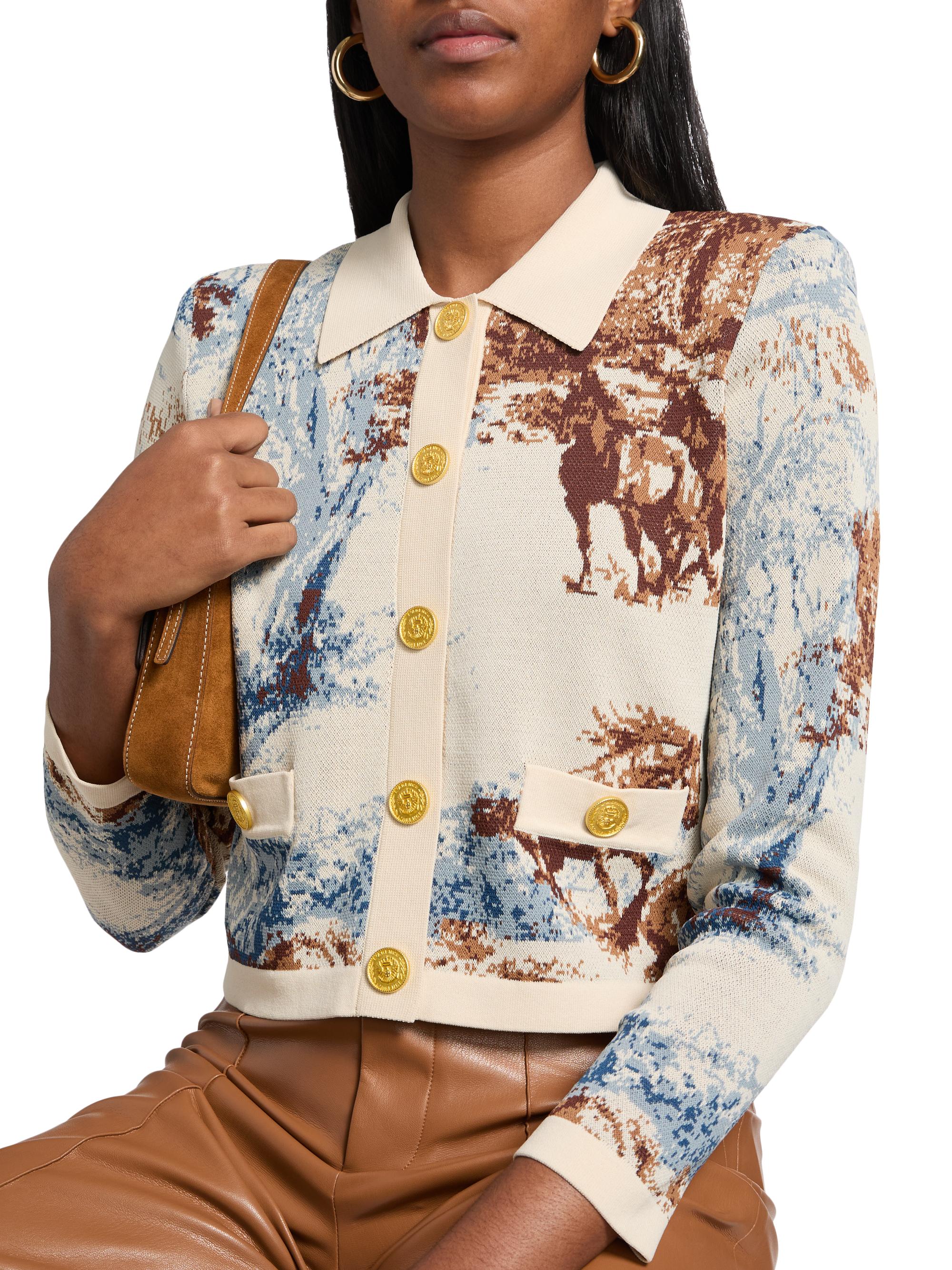 L'AGENCE Osiris Jacquard Collard Cardigan | Saks Fifth Avenue