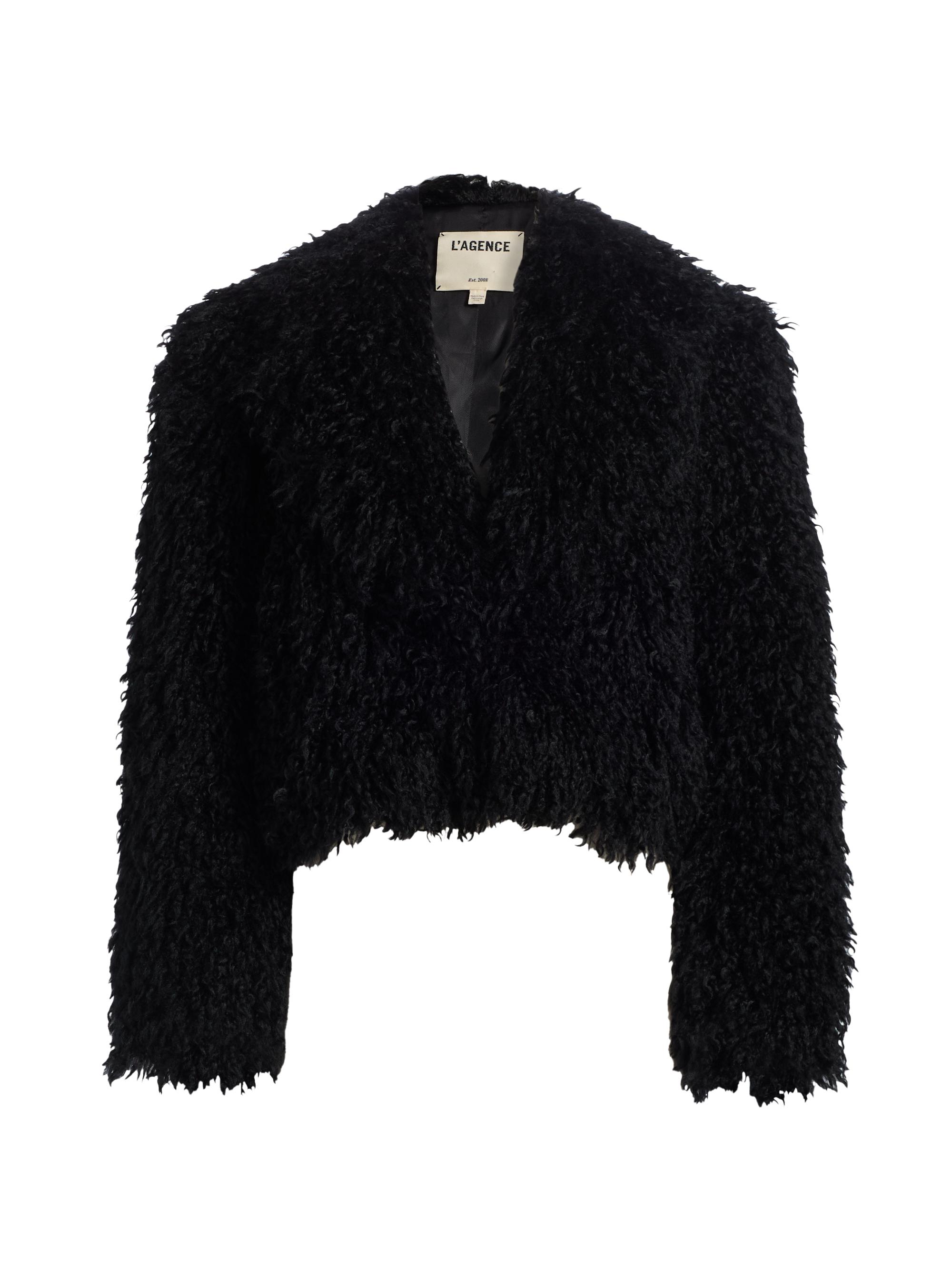 L'AGENCE Women's Aura Faux-Fur Cropped Coat - Black