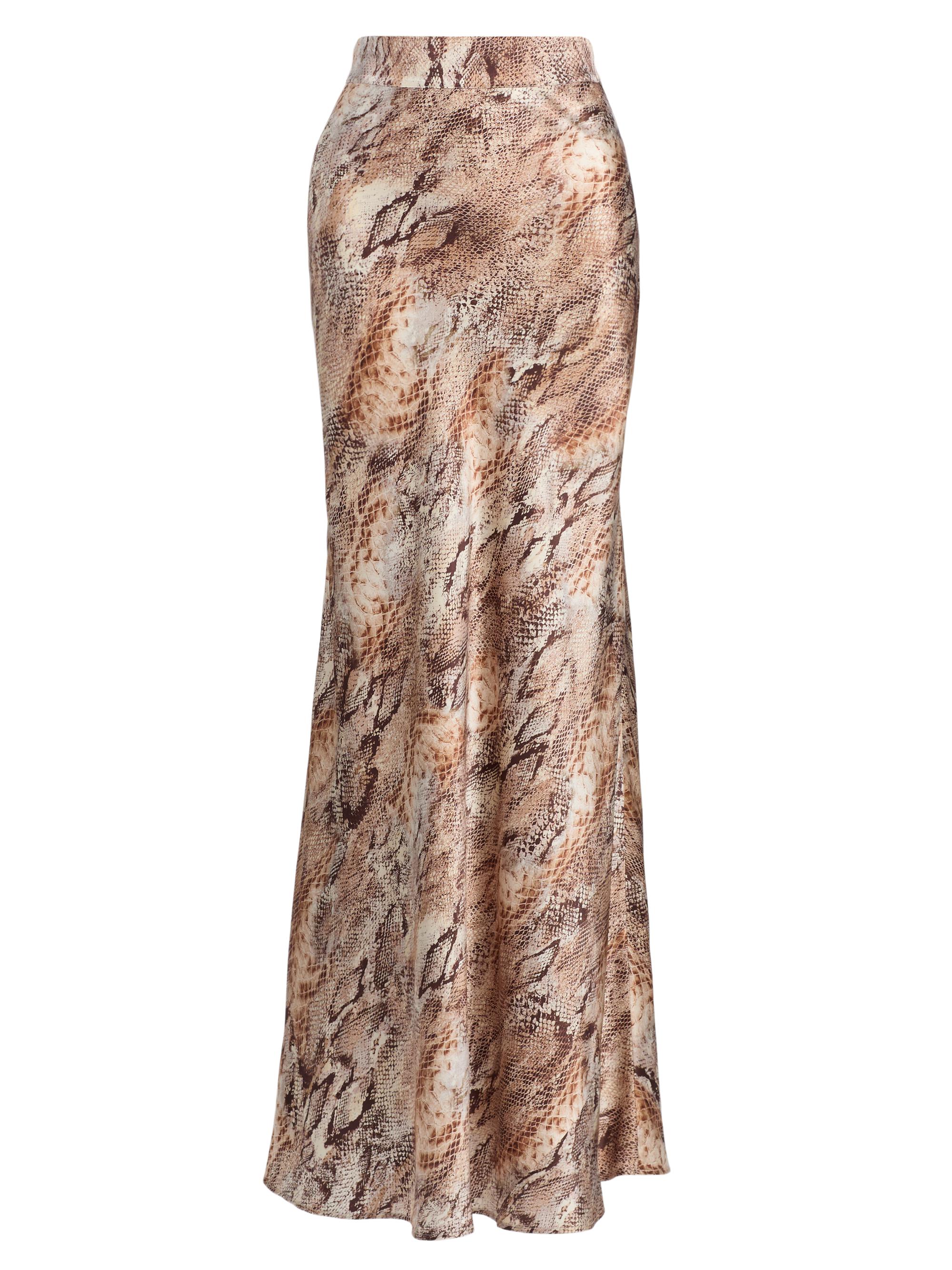 Snake Print Petite Maxi Beach Skirt Papaya Petite Brown Leopard