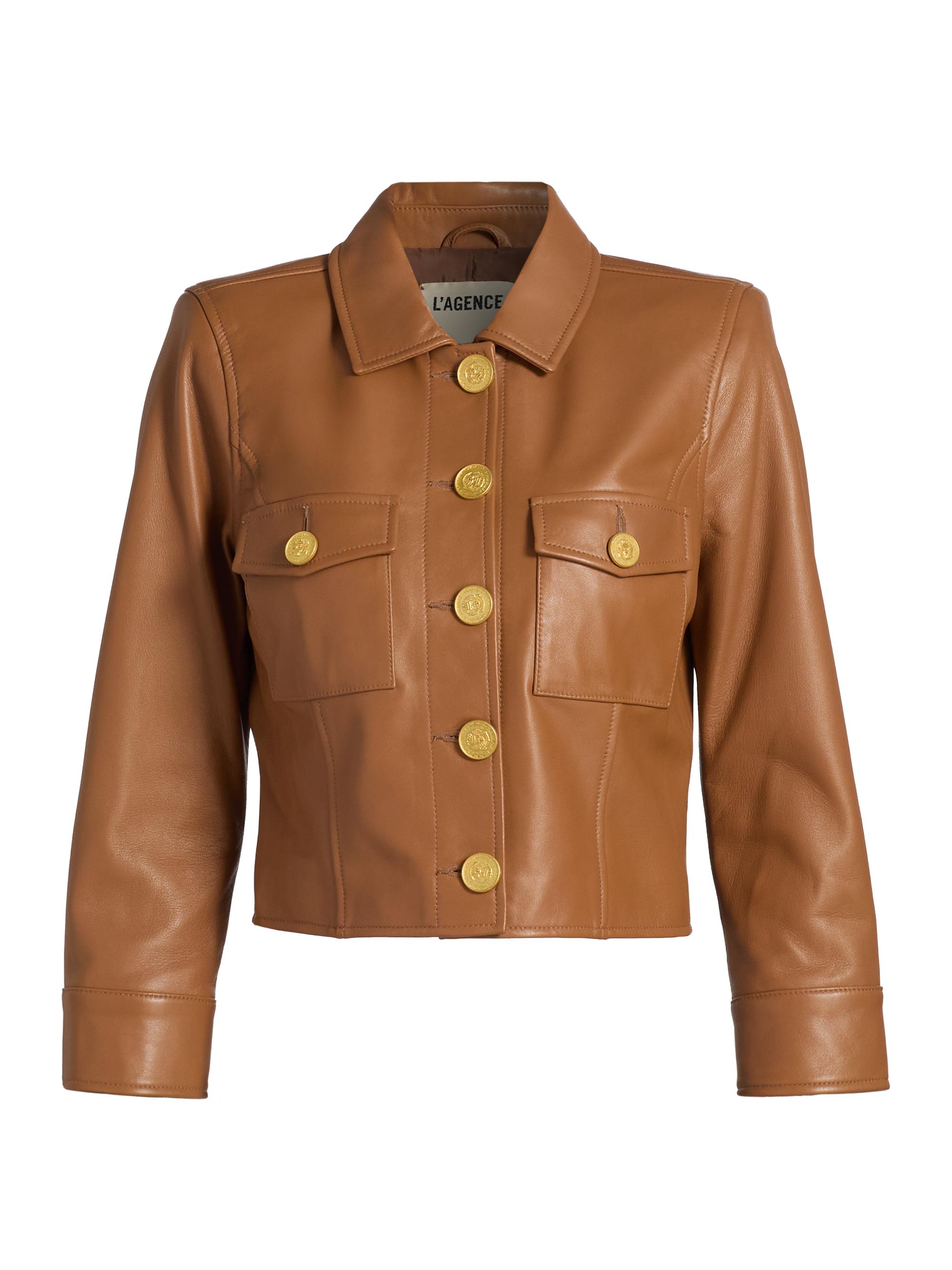 L'AGENCE Kumi Leather Cropped Jacket | Saks Fifth Avenue