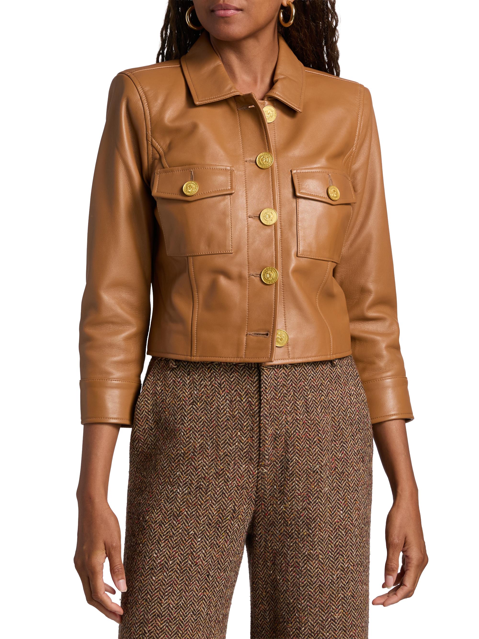 L'AGENCE Kumi Leather Cropped Jacket | Saks Fifth Avenue