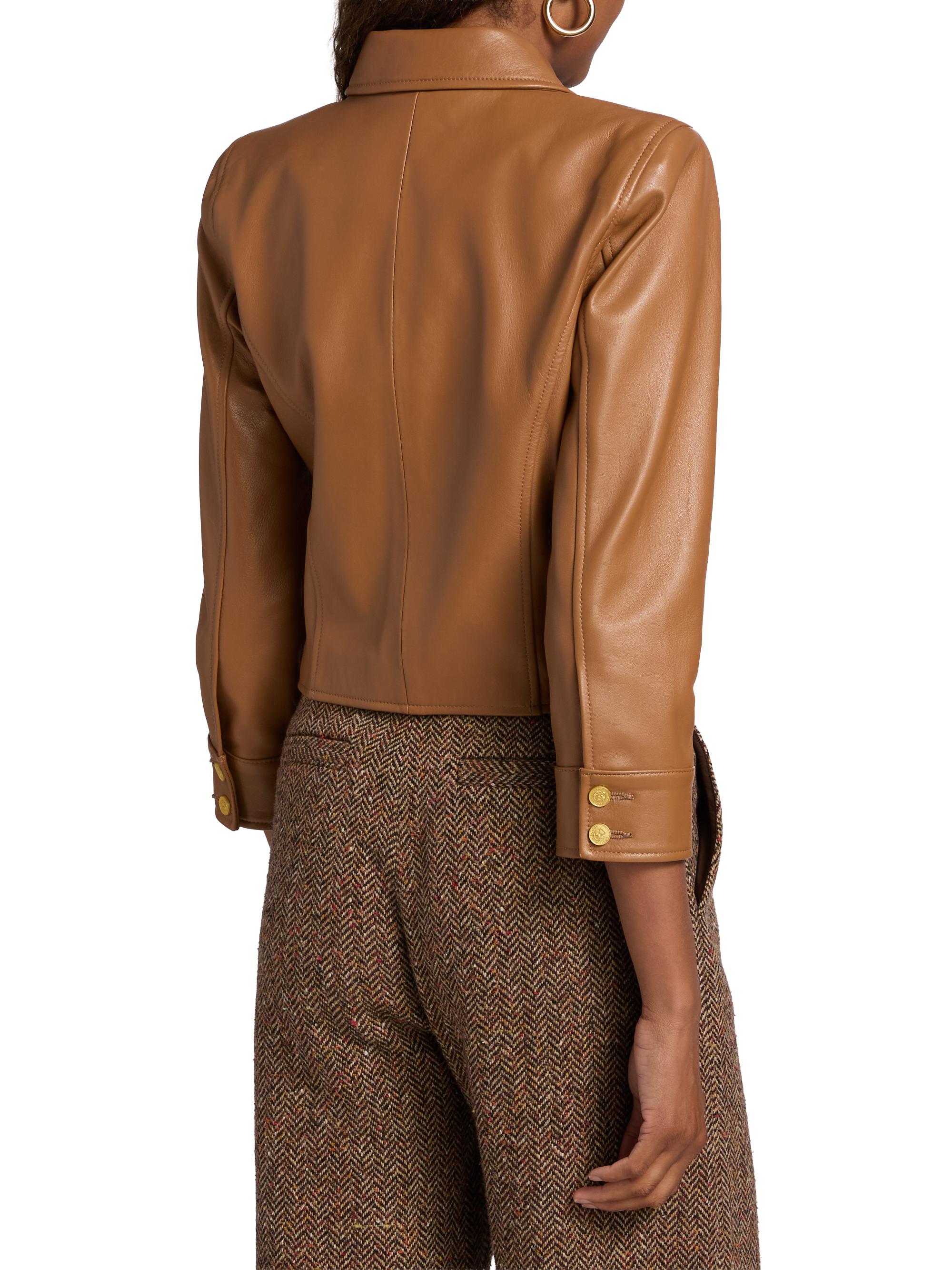 L'AGENCE Kumi Leather Cropped Jacket | Saks Fifth Avenue