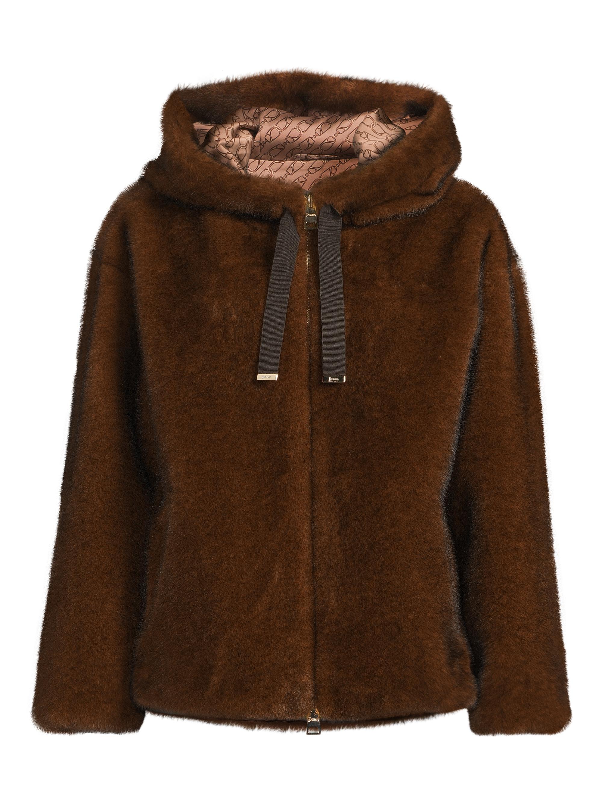 Herno Women's Melange Faux-Fur Blouson Jacket - Marrone Scuro