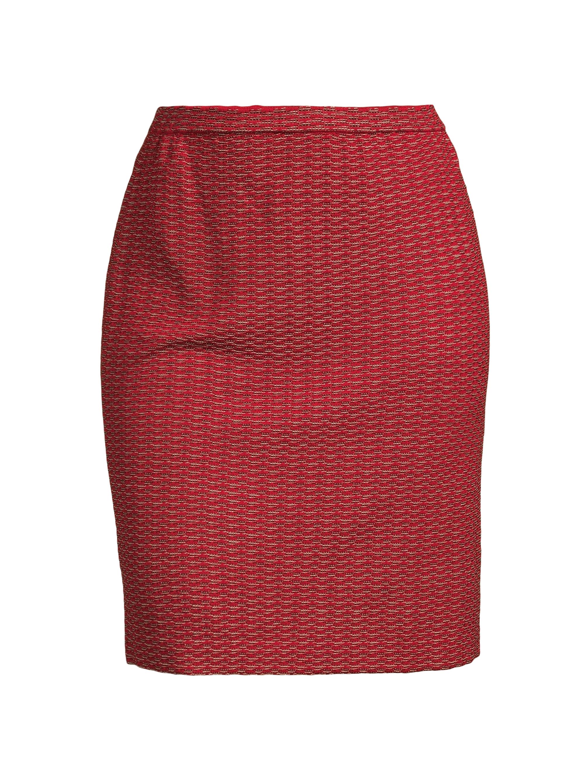 Ming Wang Women's Plus Textured Stitch Knit Knee-Length Skirt - Holiday Twig