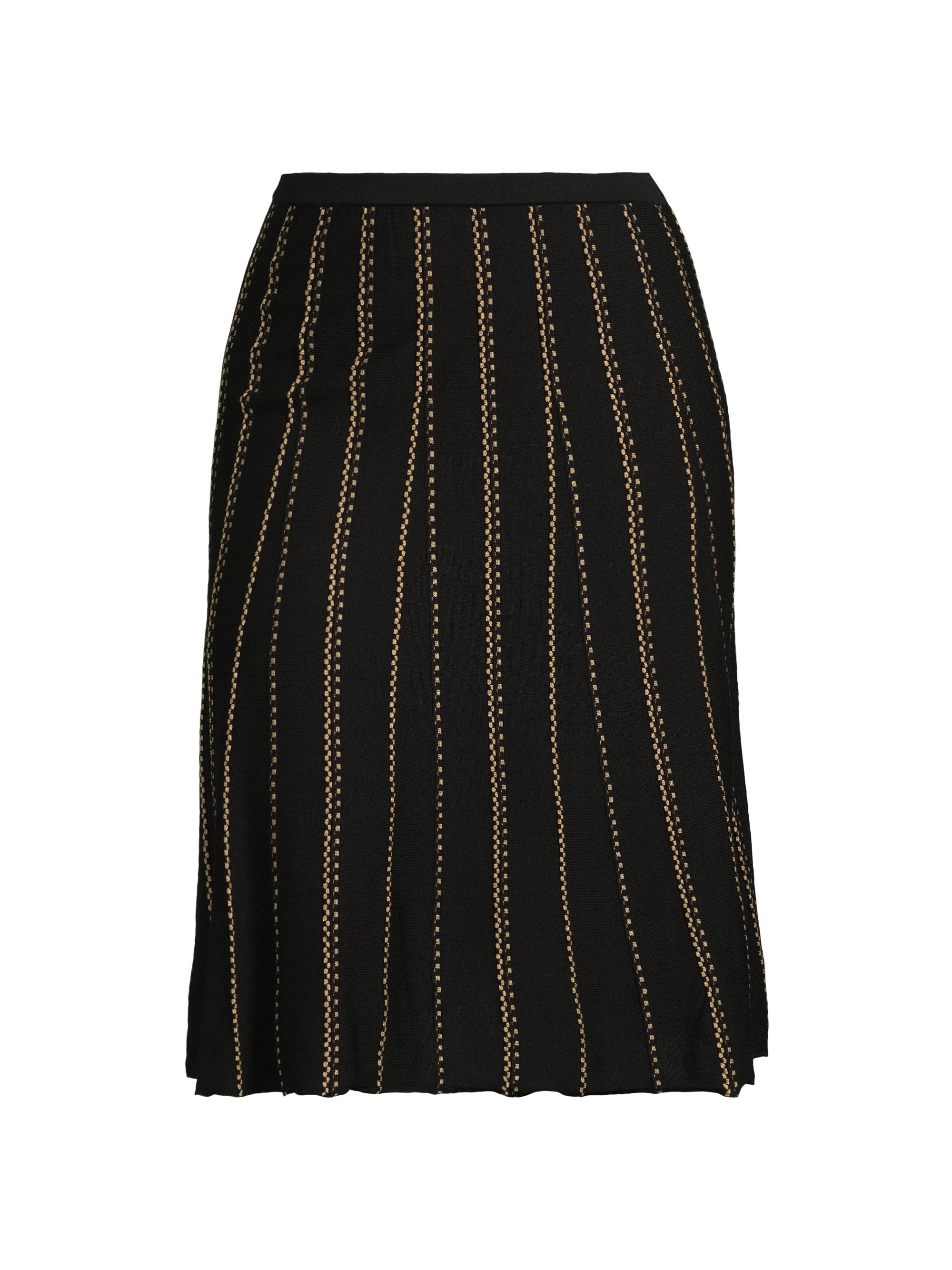 Ming Wang Women's Plus Linear Metallic Midi-Skirt - Black Gold