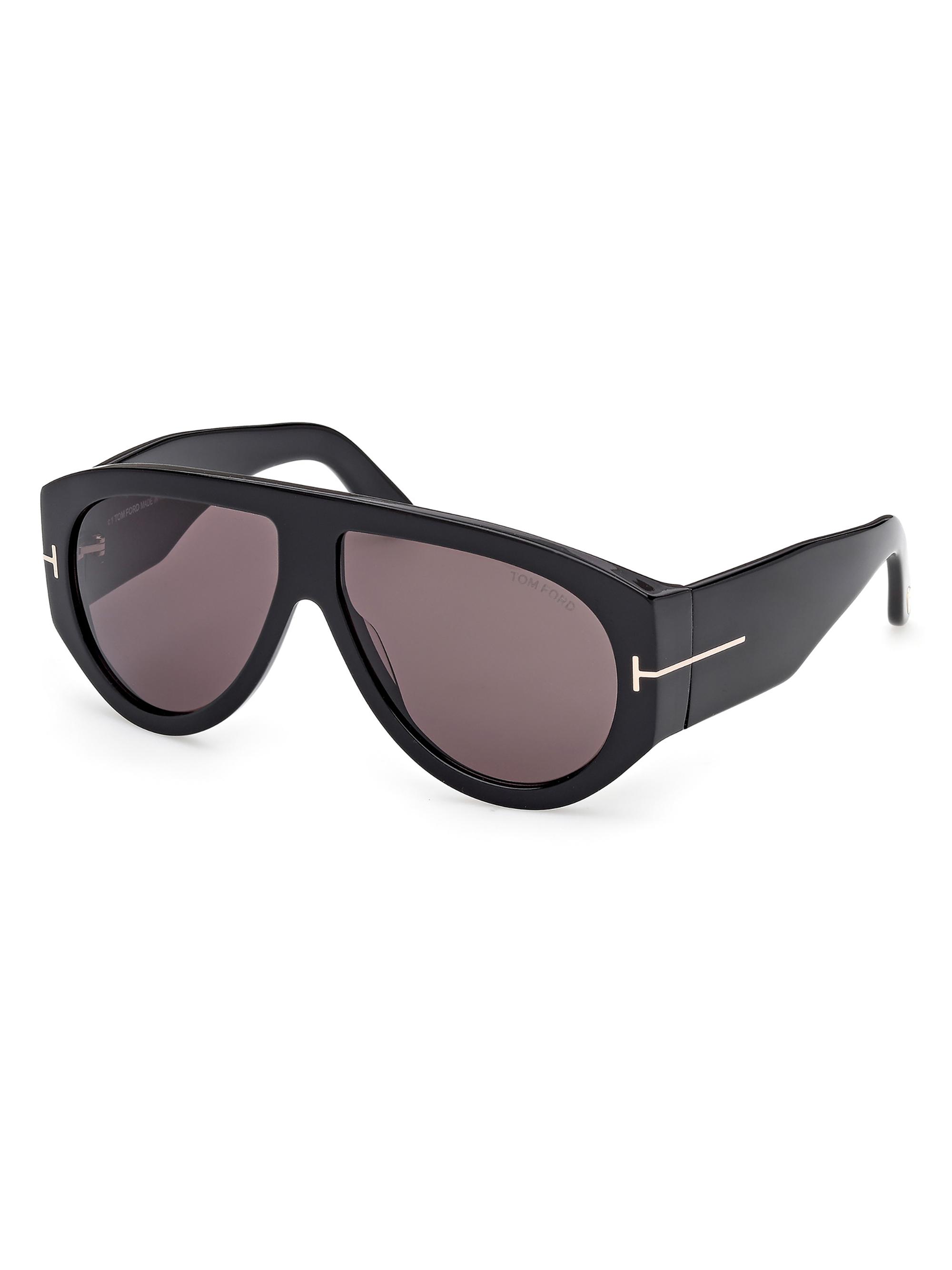 TOM FORD Women's Bronson 60MM Pilot Sunglasses - Shiny Black Smoke