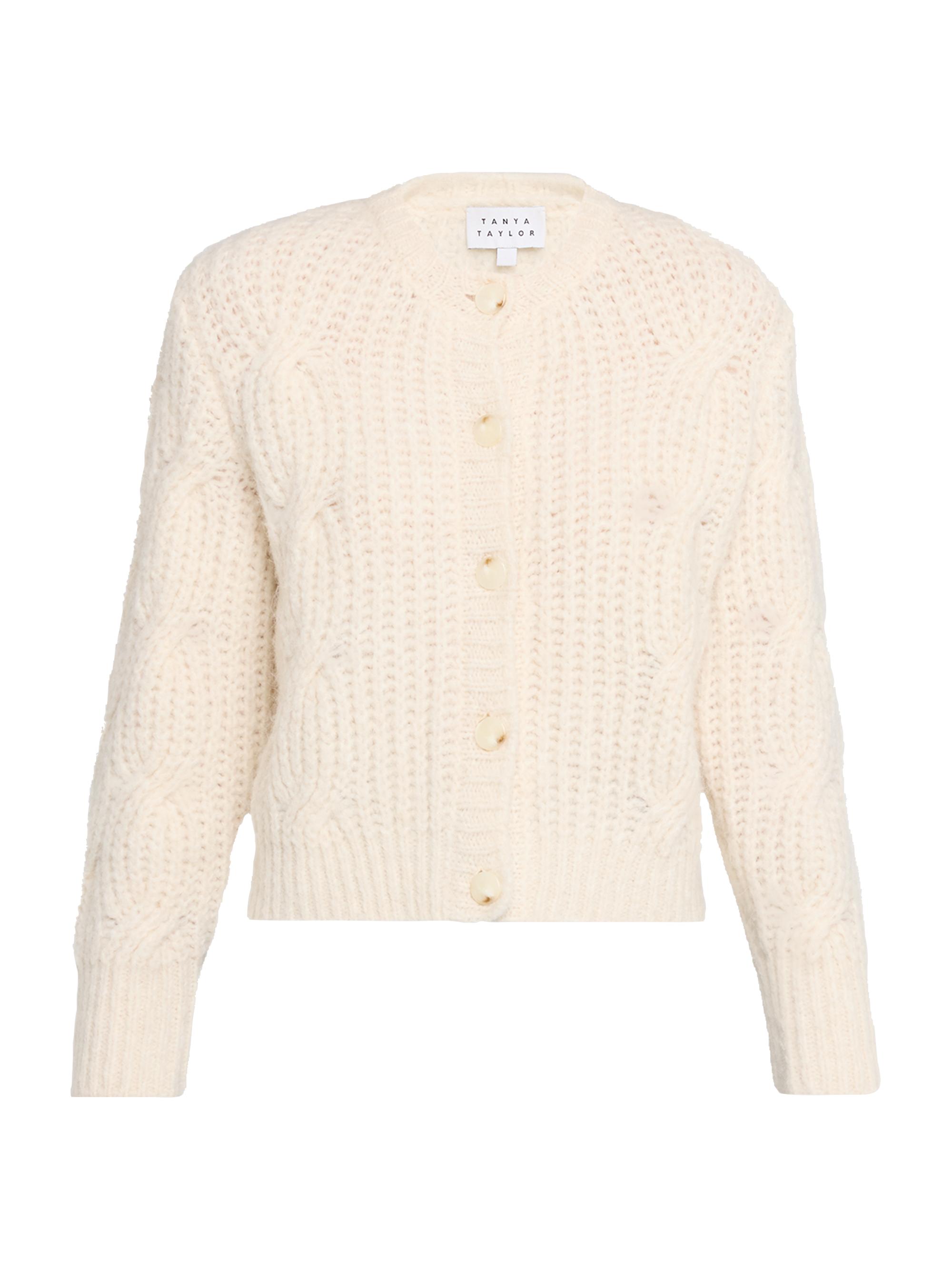 Tanya Taylor Women's Hale Cable-Knit Cardigan - Optic White