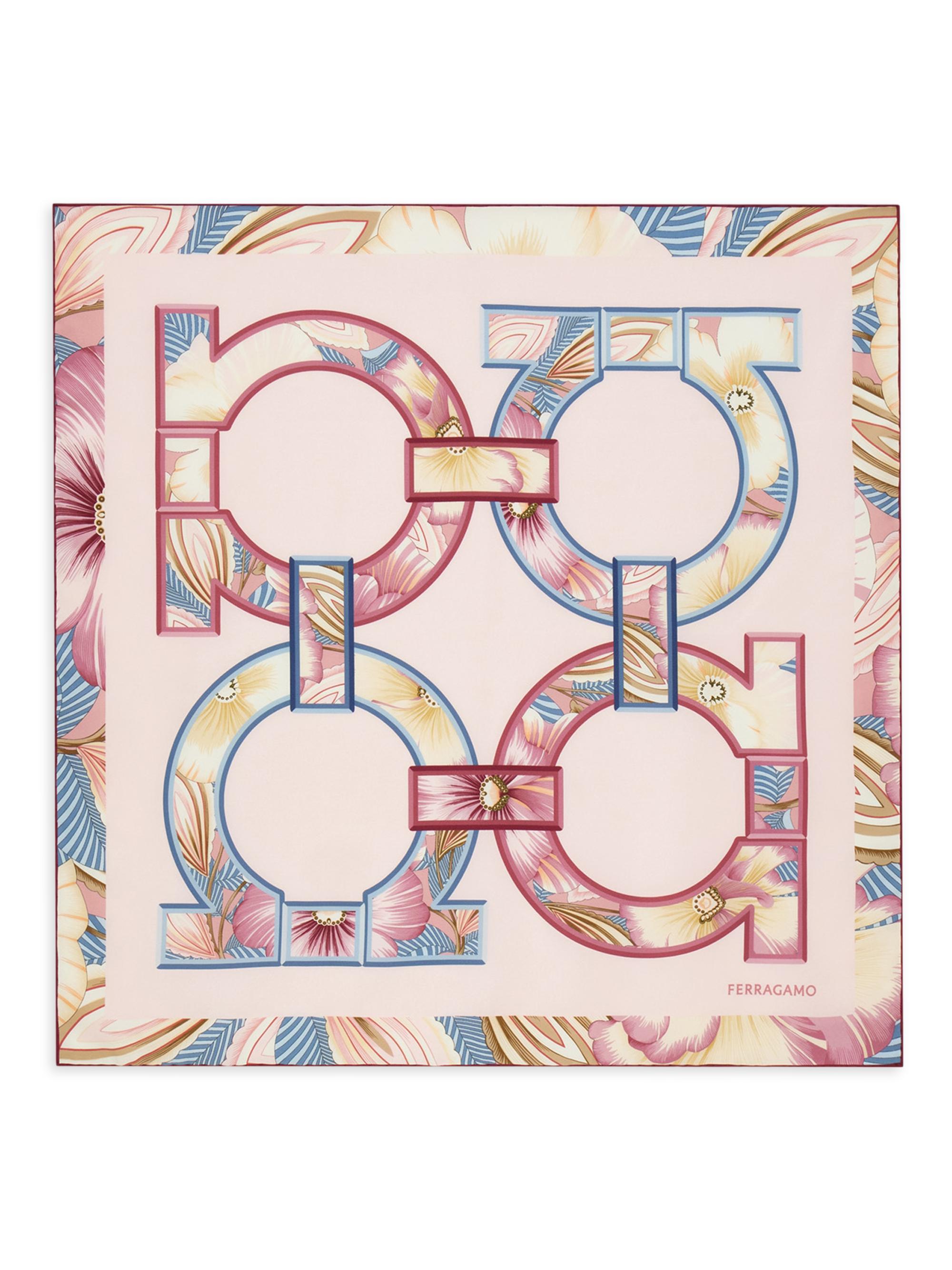 FERRAGAMO Women's Brezza Printed Gancini Silk Scarf - Rosa Bordeaux