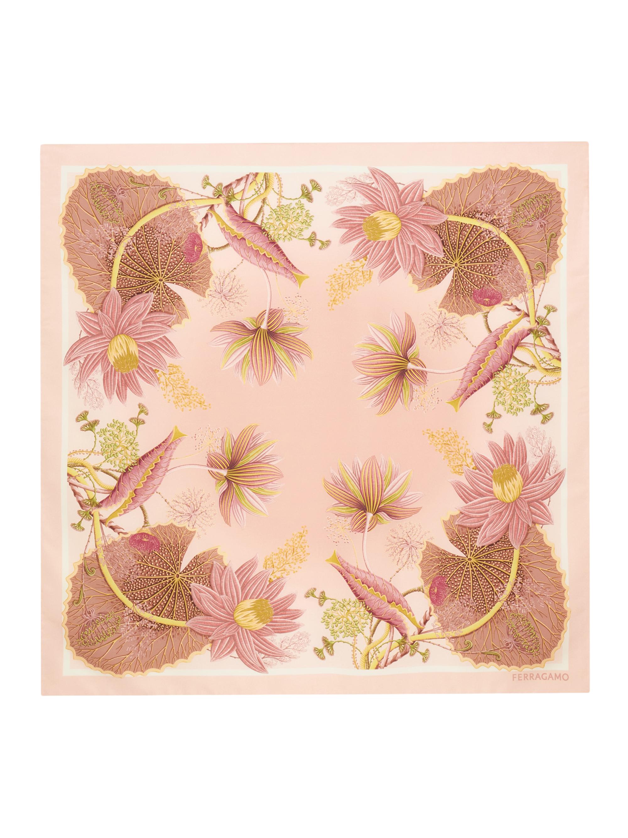 FERRAGAMO Women's Floral Silk Scarf - Light Denim