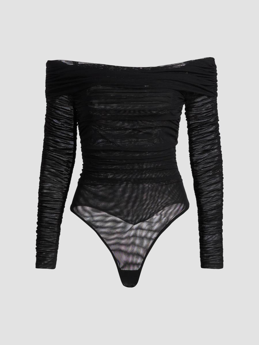 L'AGENCE Poppie Gathered Off-The-Shoulder Bodysuit | Saks Fifth Avenue