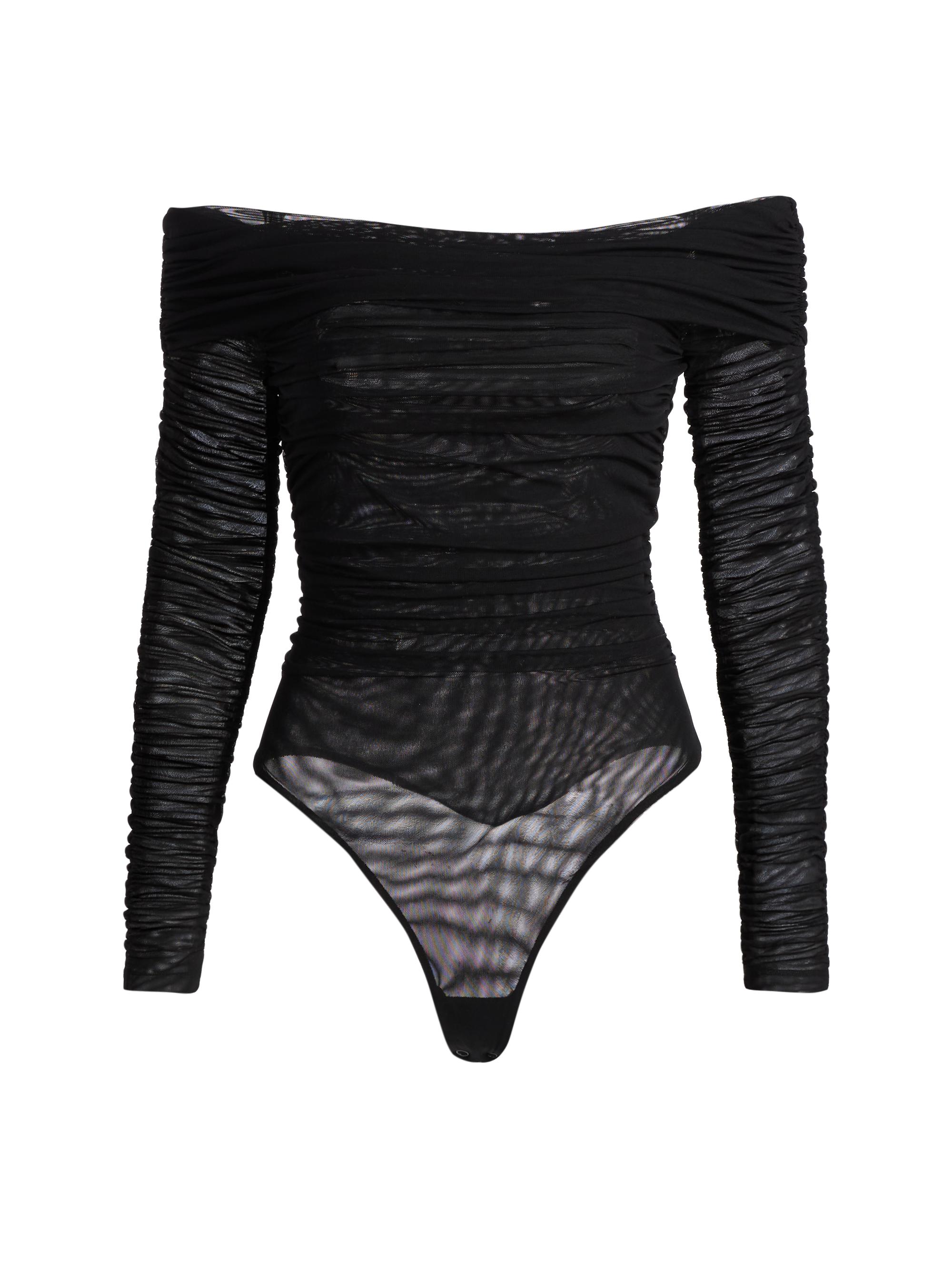 L'AGENCE Women's Poppie Gathered Off-The-Shoulder Bodysuit - Black