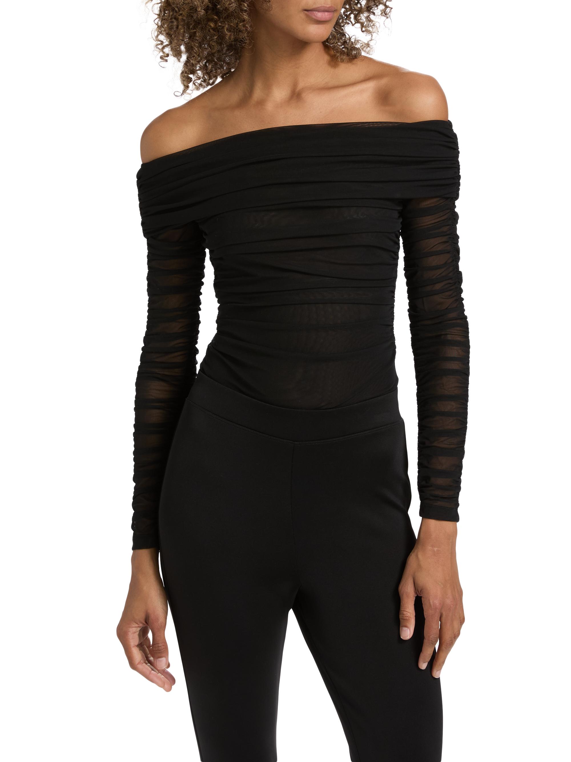 L'AGENCE Poppie Gathered Off-The-Shoulder Bodysuit | Saks Fifth Avenue
