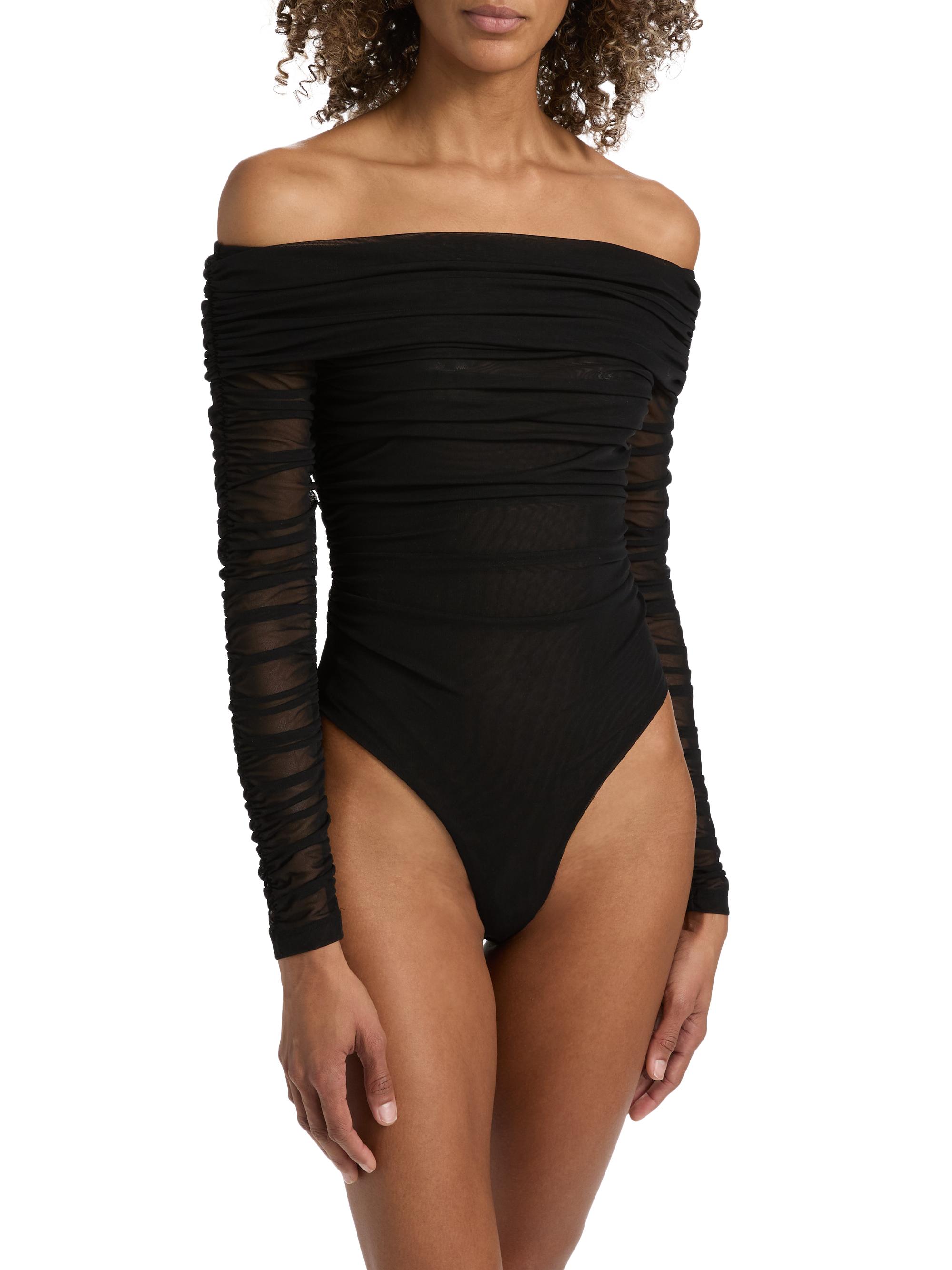 L'AGENCE Poppie Gathered Off-The-Shoulder Bodysuit | Saks Fifth Avenue