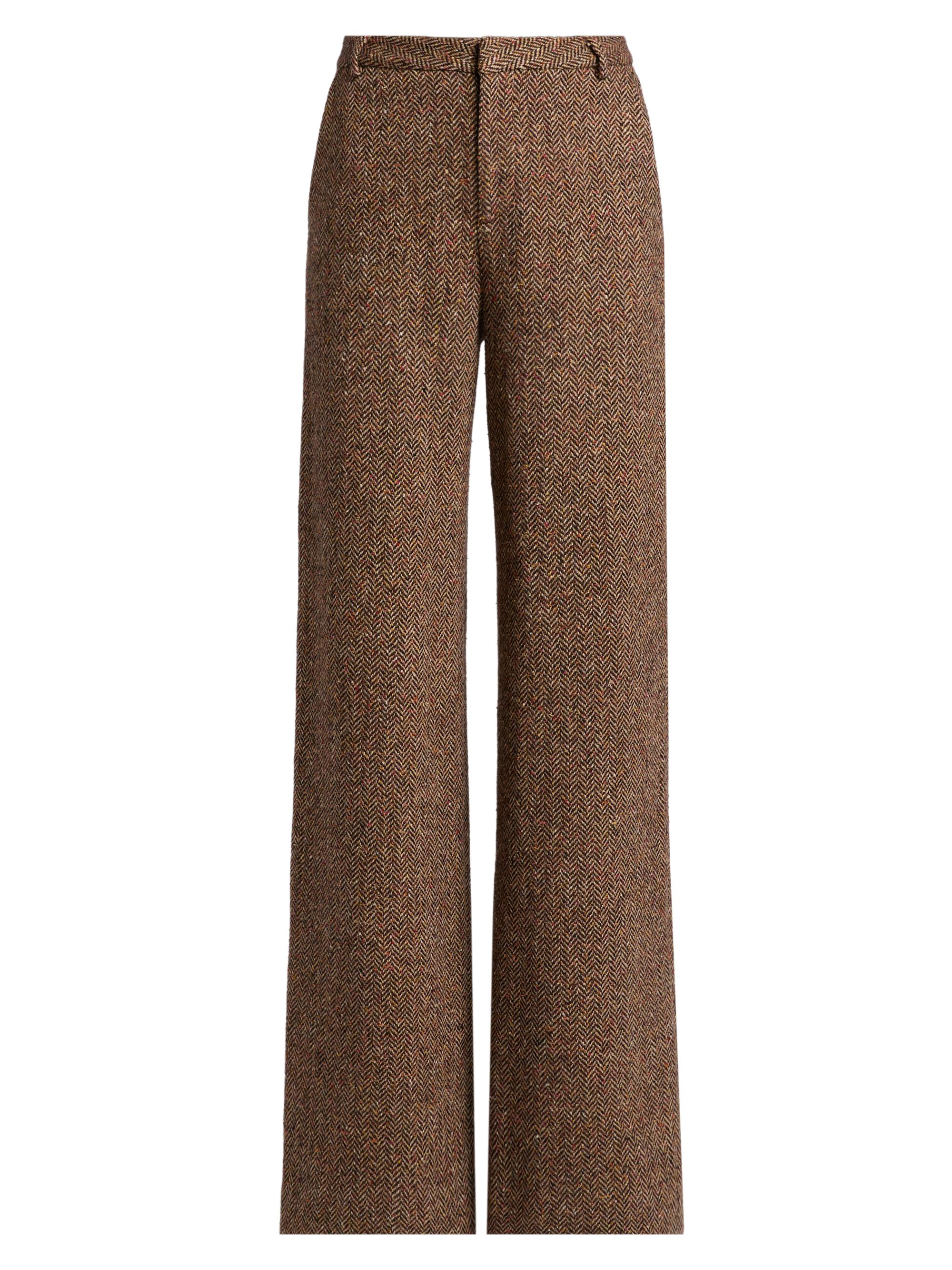 L'AGENCE Women's Livvy Herringbone Straight-Leg Trousers - Brown Herringbone
