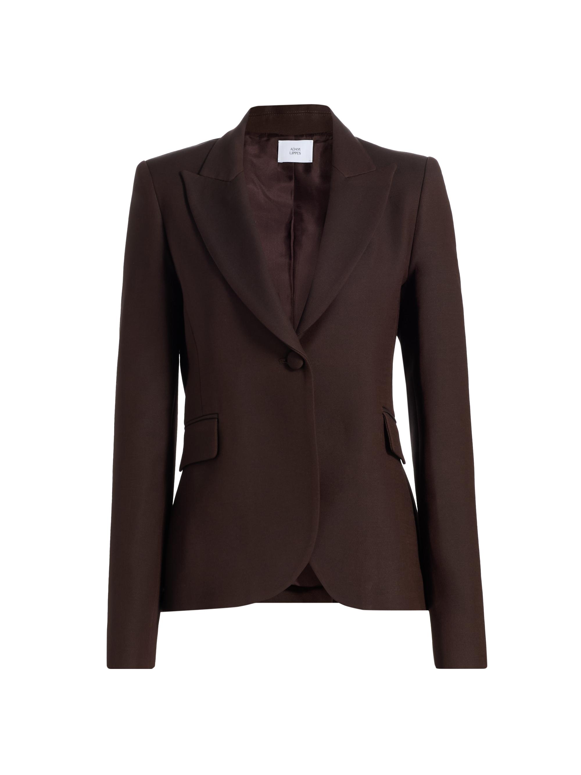 Adam Lippes Women's Logan Wool-Silk Blended Blazer - Mocha